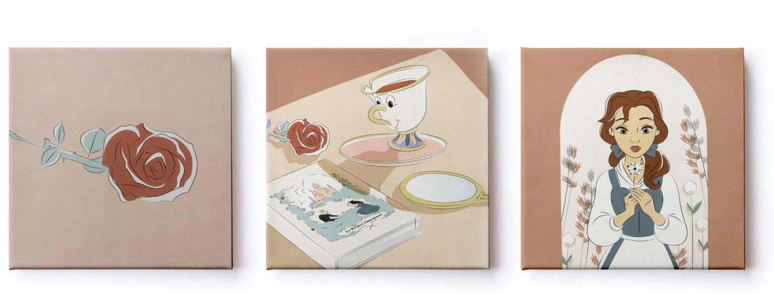 Disney Leinwandbild »Leinwandbilder Set of 3 Princess 3/30X30cm«, (Packung, 3 St.)