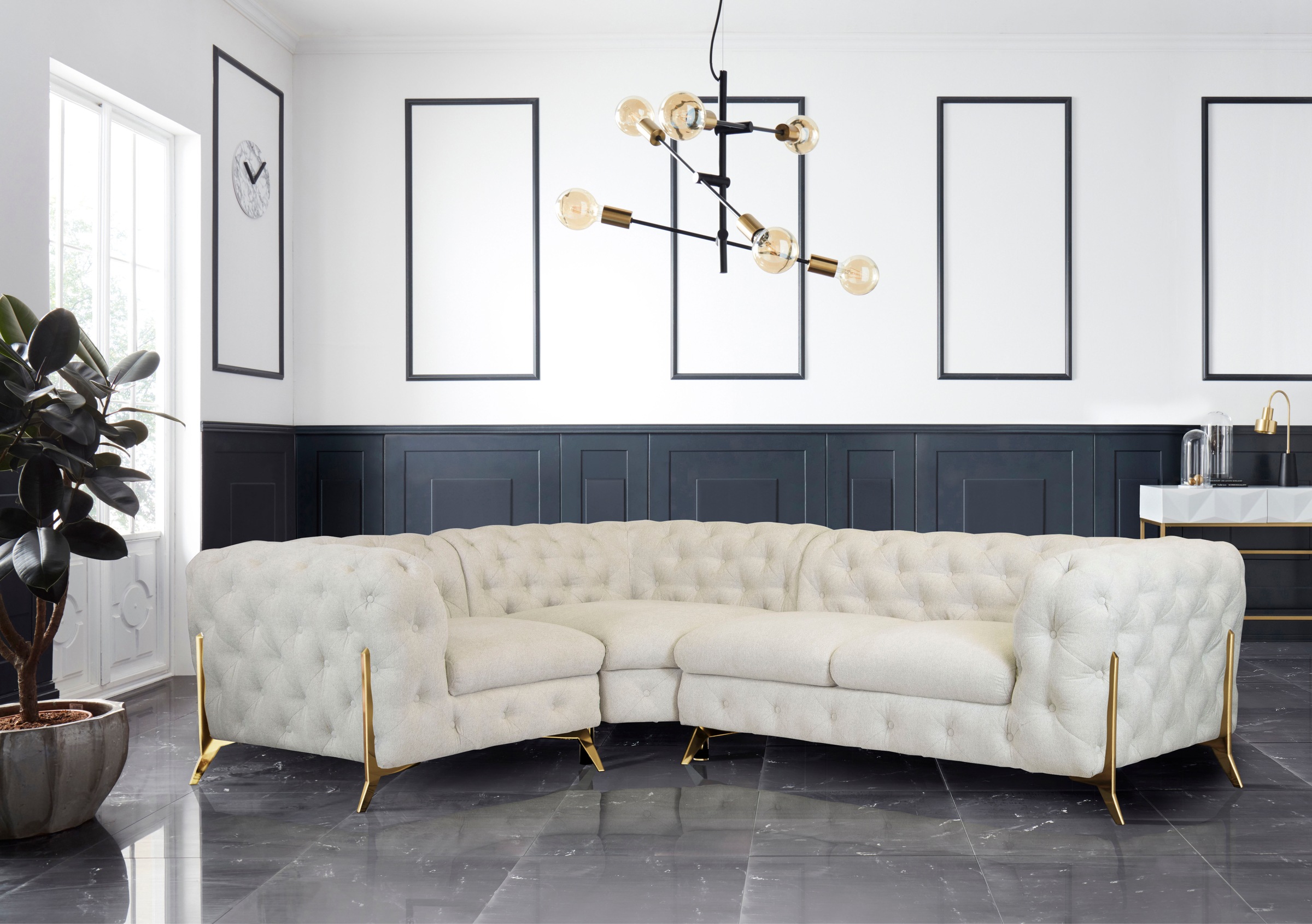 Leonique Chesterfield-Sofa »Amaury L-Form«, moderne Chersterfield-Optik, Br günstig online kaufen