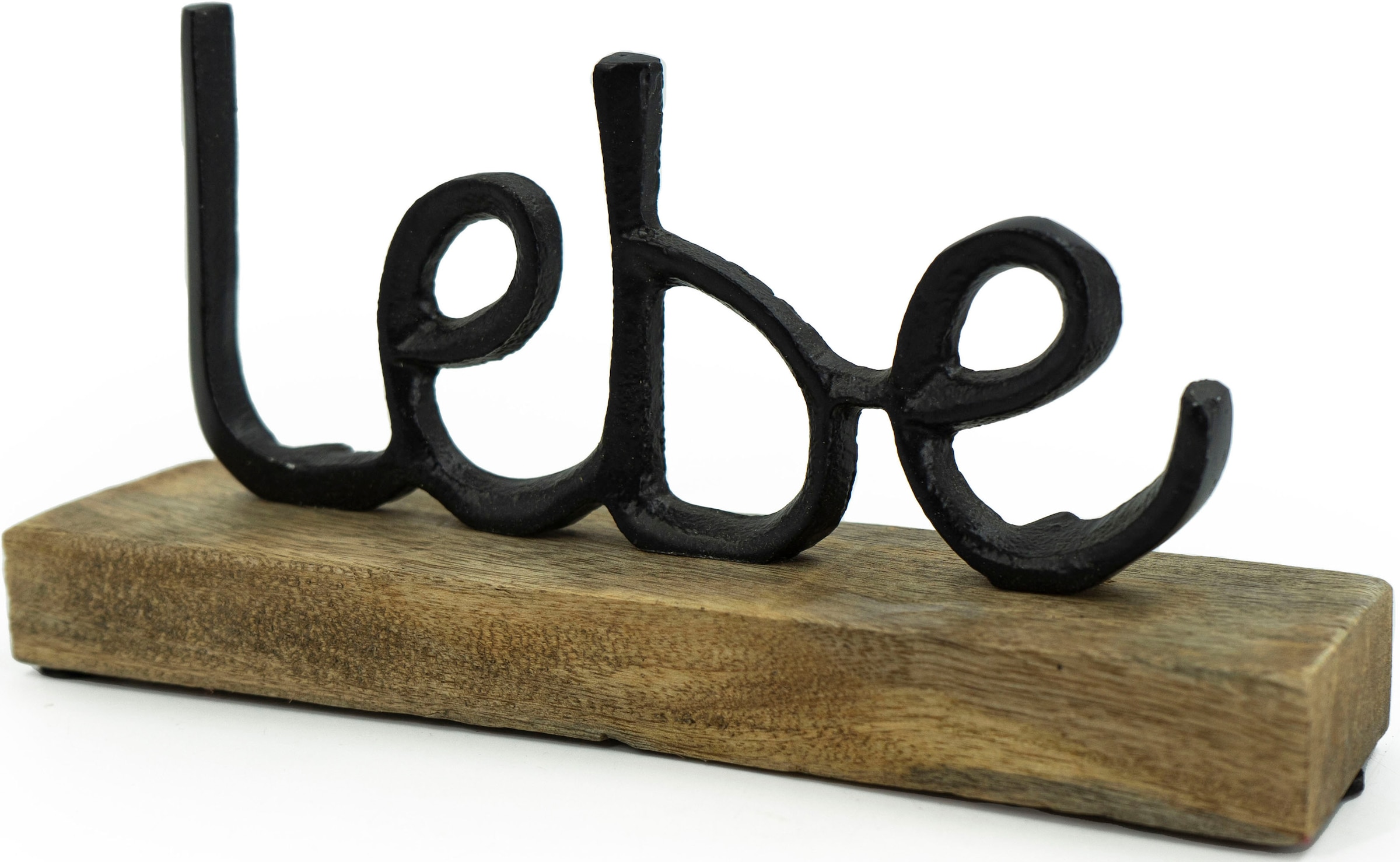 online Liebe, aus und Deko-Schriftzug »Lebe, bestellen Lache«, Aluminium Holz NOOR LIVING