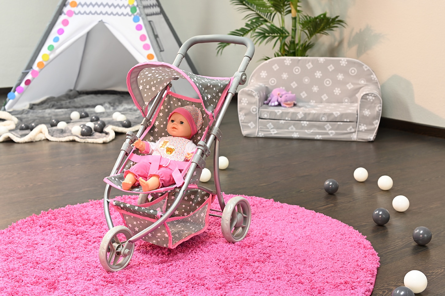 Knorrtoys® Puppenbuggy »Lio - Star Grey«