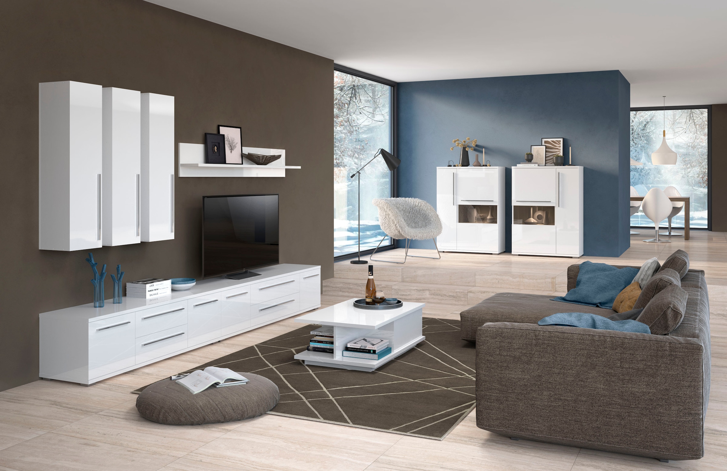 Places of Style Hängevitrine »Piano«, UV lackiert, Soft-Close-Funktion, Höhe 115 cm, Breite 29,7 cm