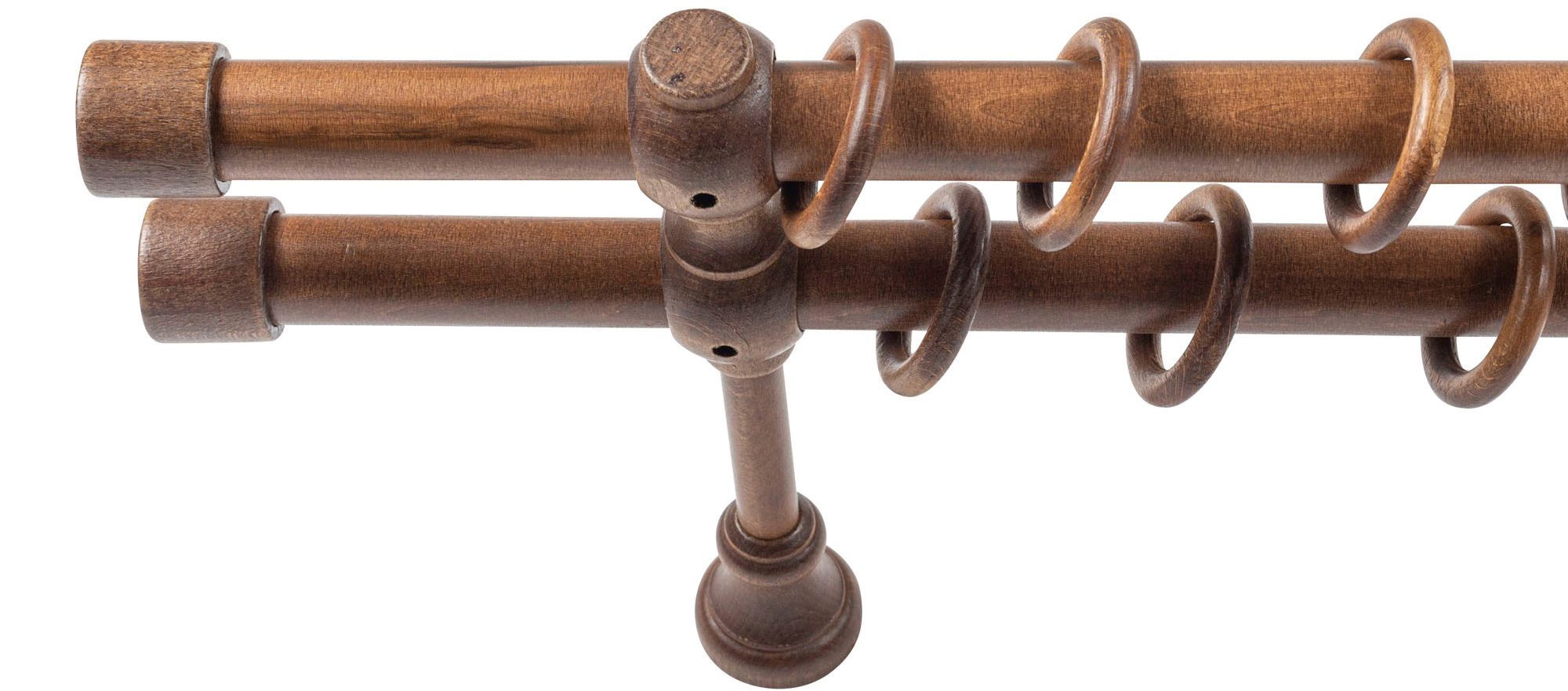 SN DECO GROUP Gardinenstange »Cafiro«, 2 läufig-läufig, Fixmaß, 28 mm, Holz, verschiedene Längen und Farben, Komplettset