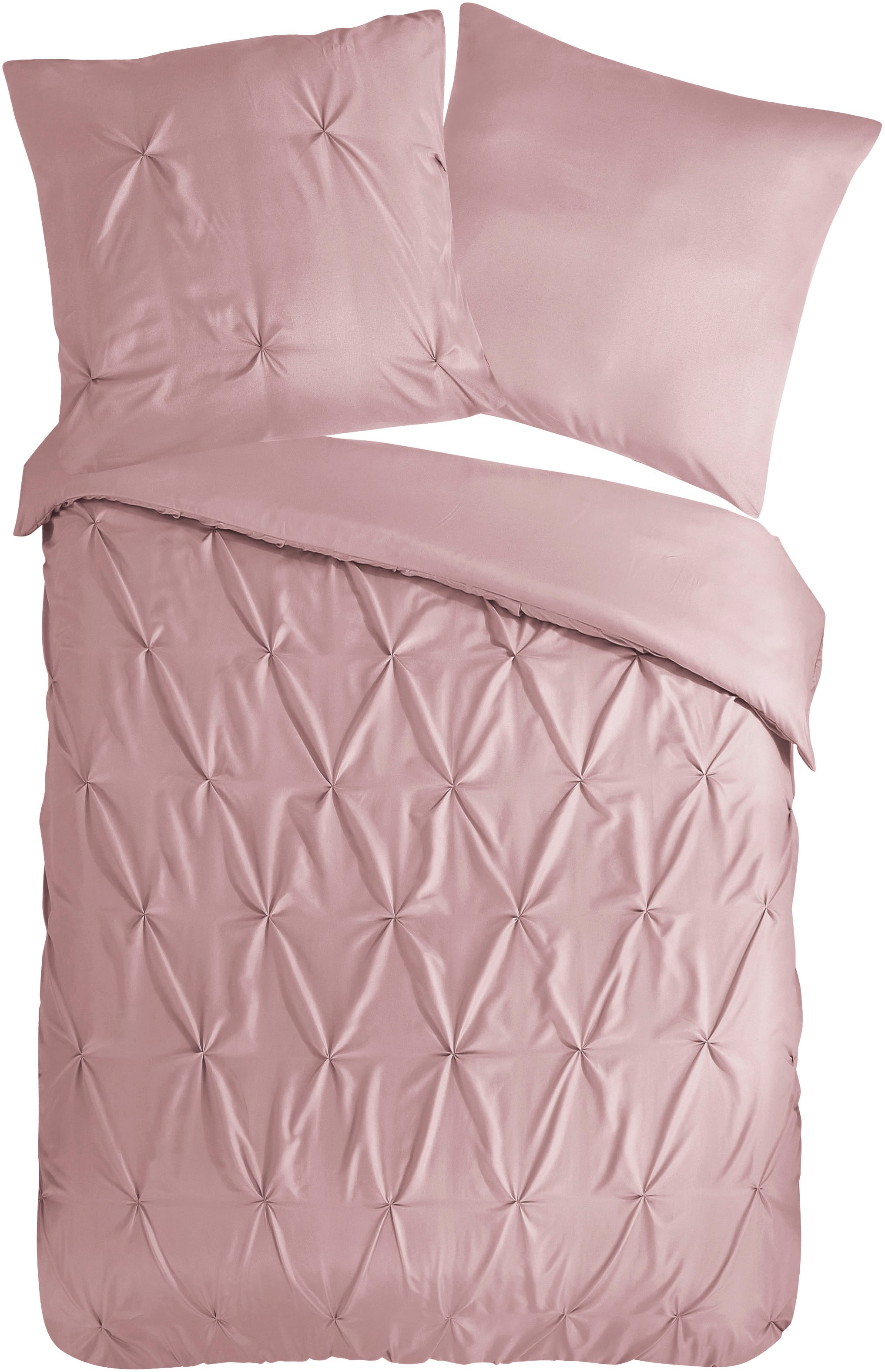 PURE luxury collection Wendebettwäsche »Elegence« 2 Stk. Mikrofaser, Uni, Stickerei, luxuriöse Falten, Reißverschluss