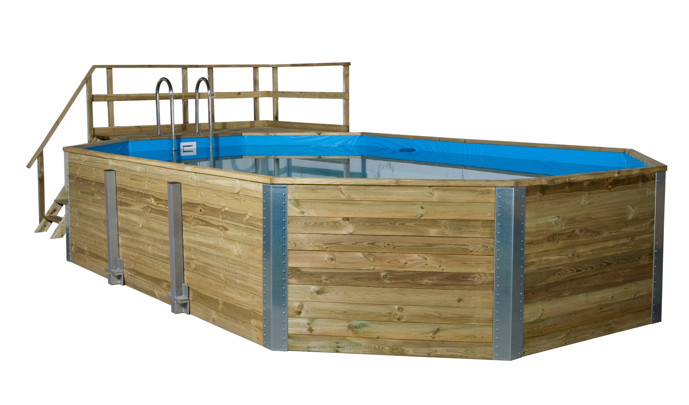 weka Achteckpool »MALI 4 + mit Technikraum, Edelstahlleiter & Wasserpflege-Set«, (Set, 12 tlg.), BxLxH: 376x714x116 cm