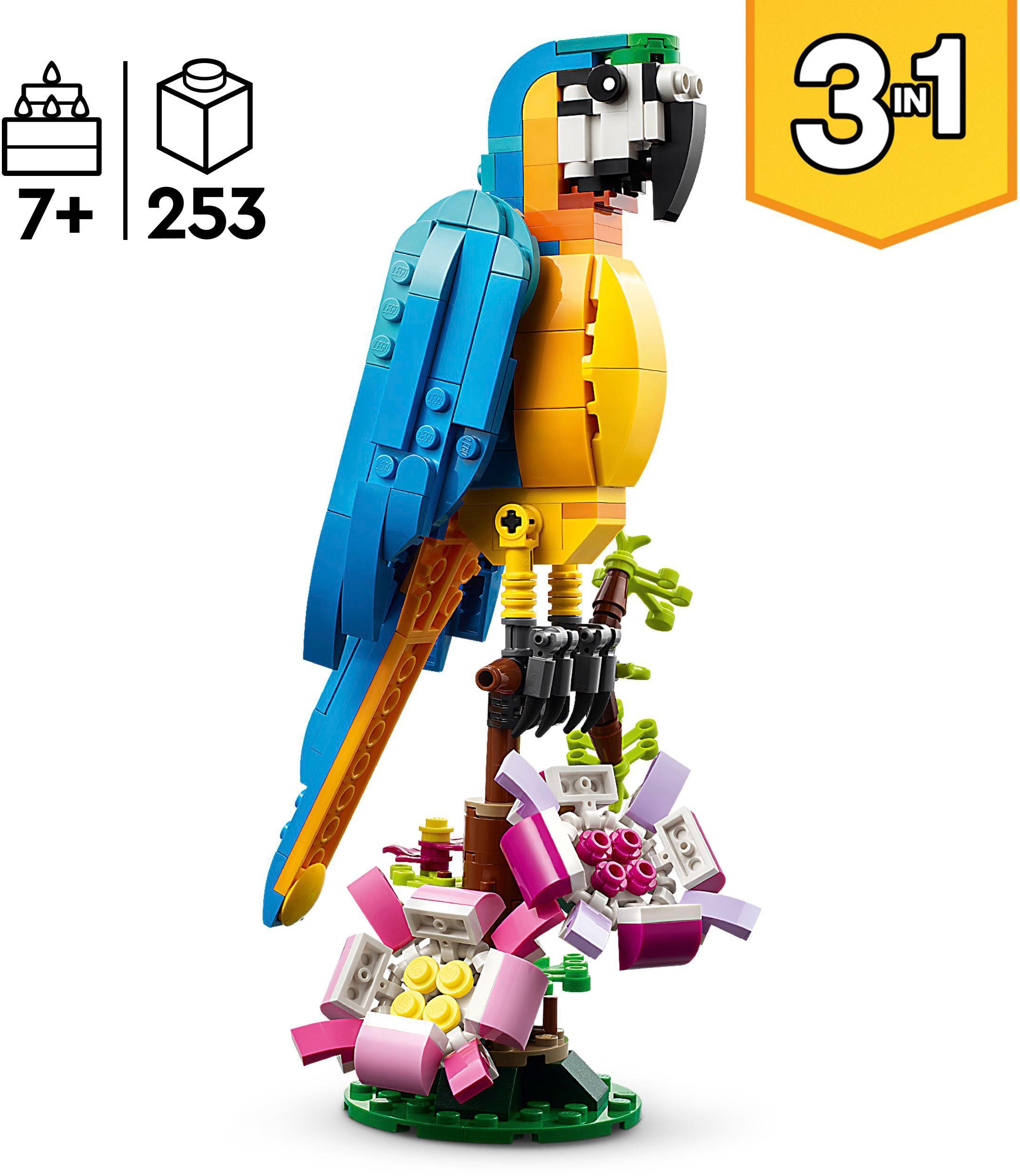 LEGO® Konstruktionsspielsteine »Exotischer Papagei (31136), LEGO® Creator 3in1«, (253 St.)