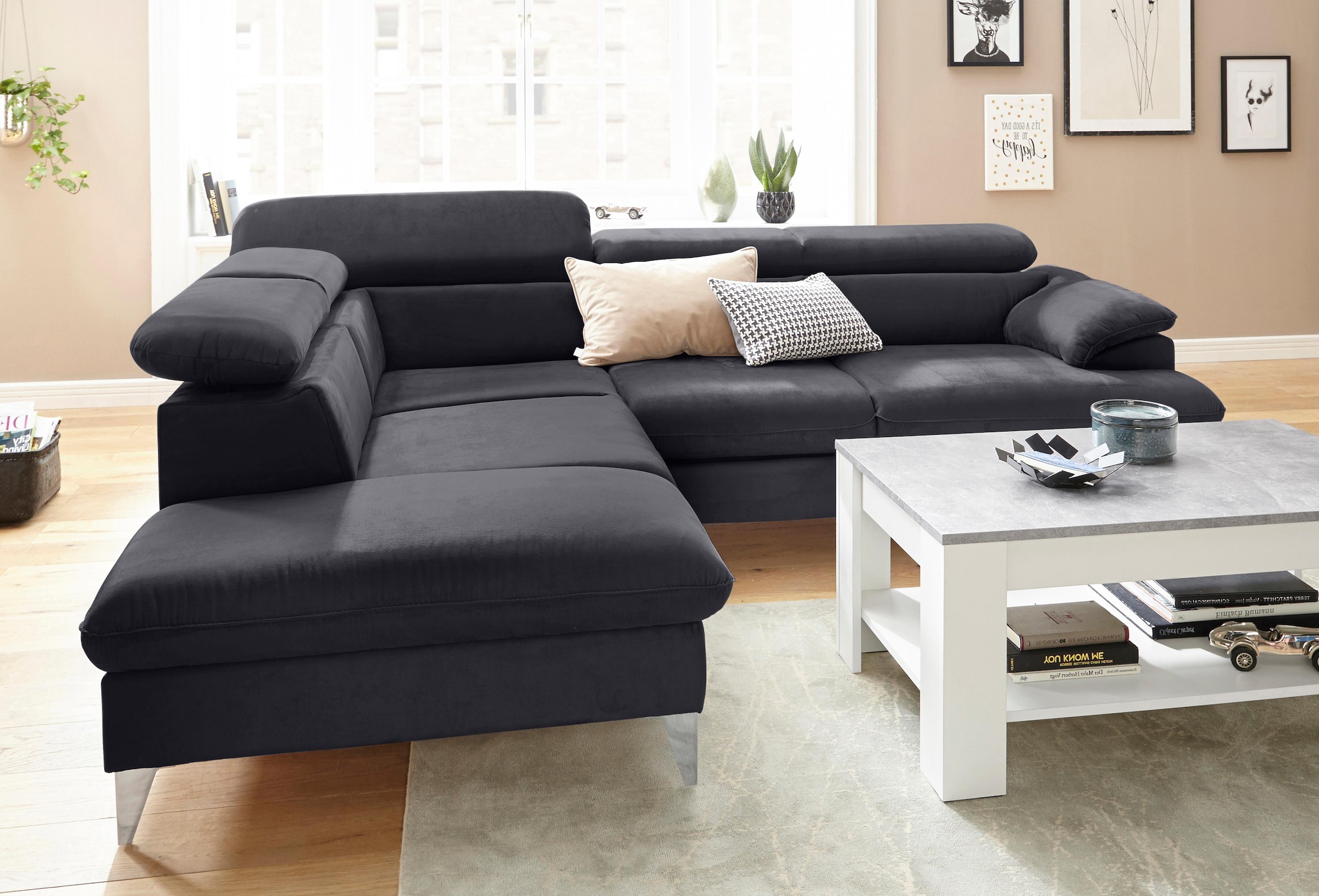 COTTA Ecksofa »Caluso L-Form«, mit Kopfteilverstellung, wahlweise mit Bettfunktion & Bettkasten