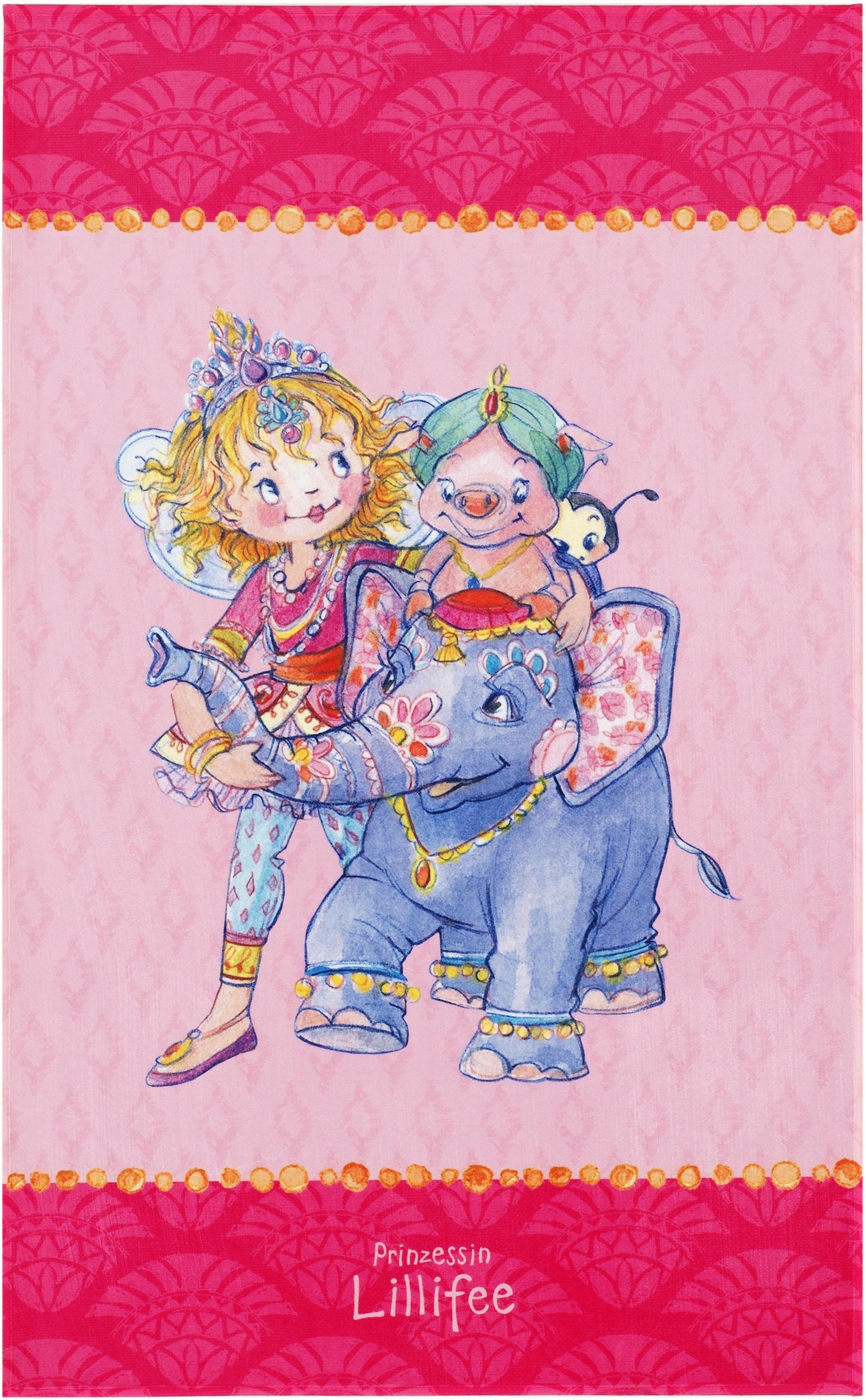Prinzessin Lillifee Kinderteppich »LI-111«, rechteckig, 6 mm Höhe, bedruckter Stoff, Motiv Elefant & Pupsi, weiche Microfaser