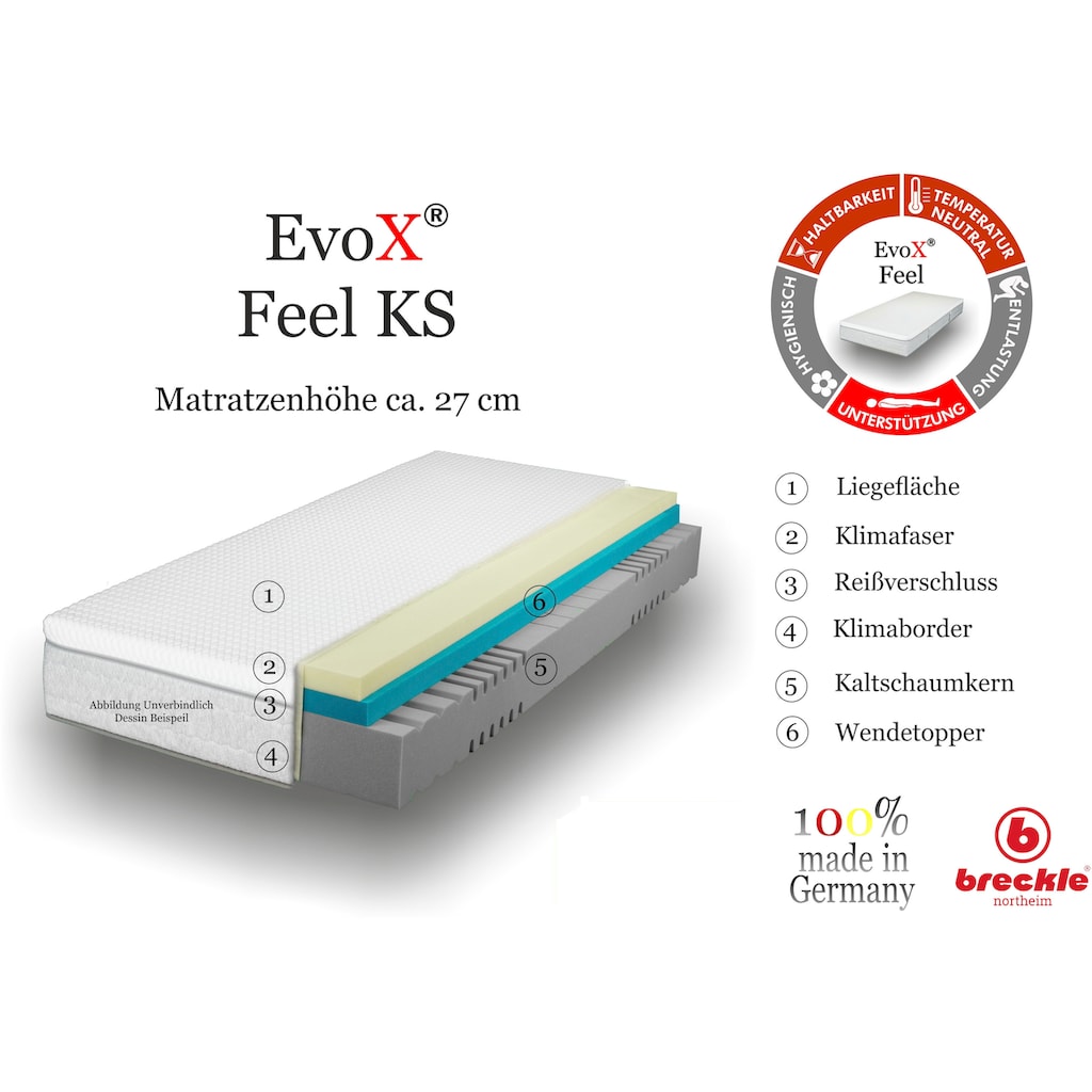 Breckle Northeim Kaltschaummatratze »EvoX Feel KS«, 27 cm hoch, Raumgewicht: 50 kg/m³, (1 St.)