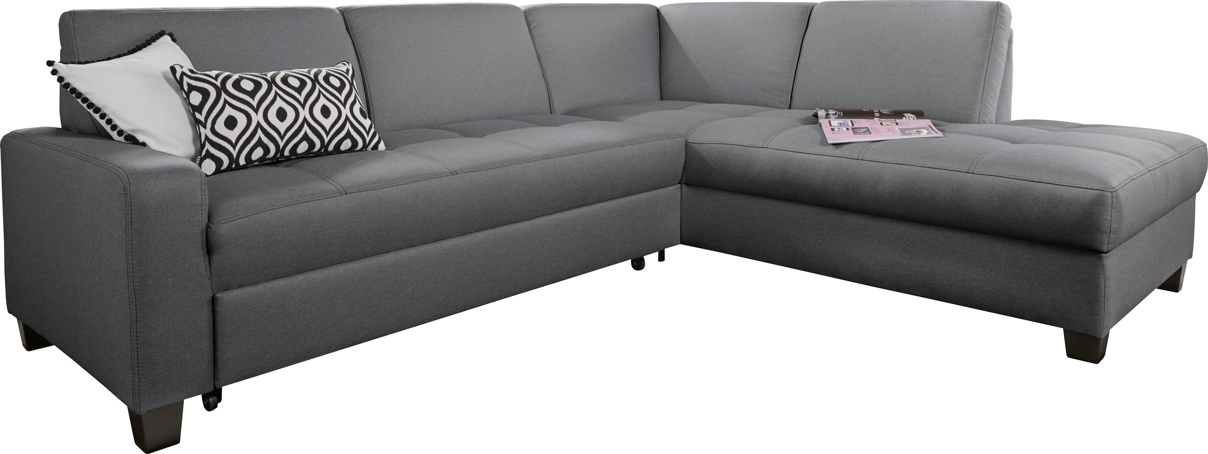 DOMO collection Ecksofa »Florentina zeitlos und elegant, Sitznähte als Designelement, L-Form«, wahlweise mit Bettfunktion, mit Kontrastnaht, Komfortsitzhöhe 47cm