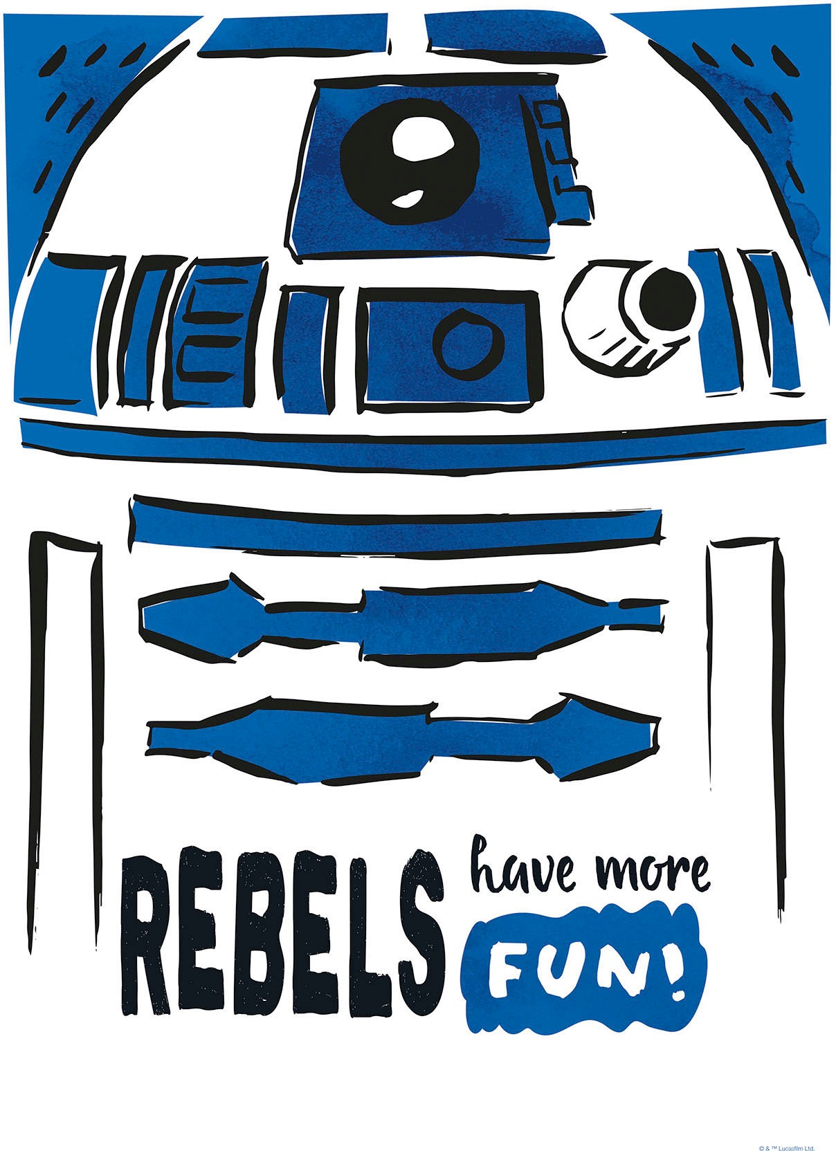 Komar Leinwandbild »Star Wars R2D2 More Fun - Größe 40 x 60 cm«, Disney, (1 St., 40 x 60 cm (Breite x Höhe), Keilrahmenbild mit Echtholzrahmen, Kinderzimmer