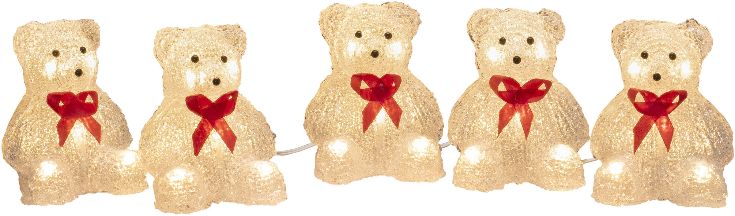 KONSTSMIDE LED-Lichterkette »Weihnachtsdeko aussen«, 40 St.-flammig, LED Acryl Bären 5-er Set, 40 warm weiße Dioden