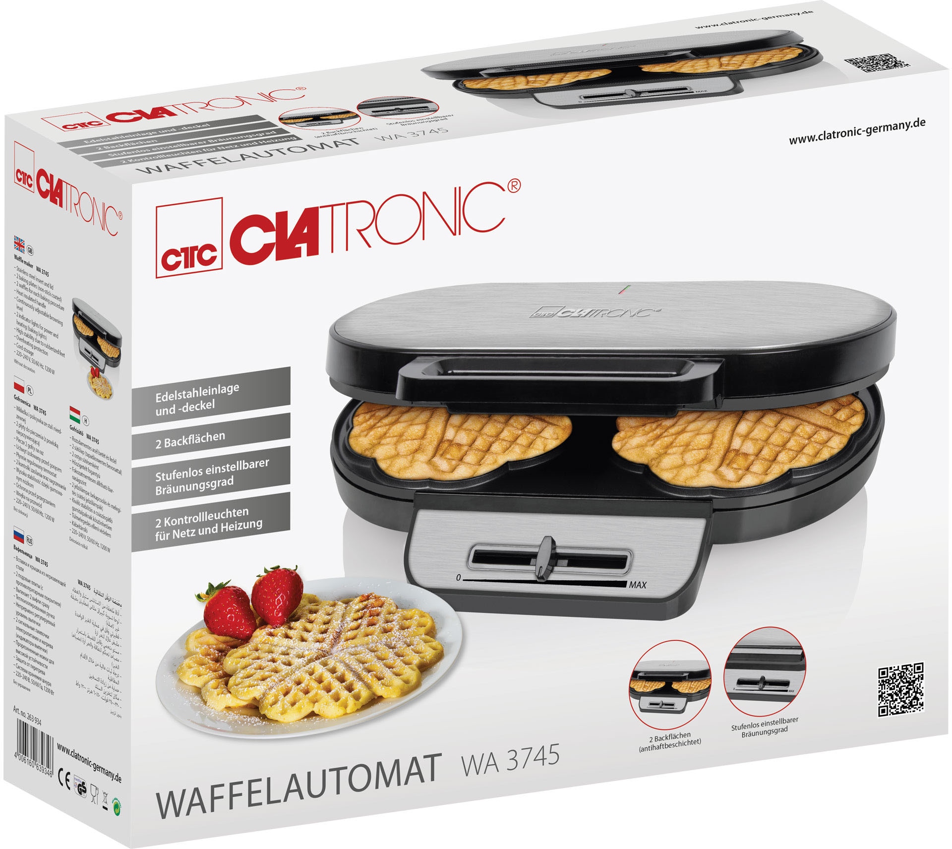 CLATRONIC Waffeleisen »WA 3745«, 1200 W