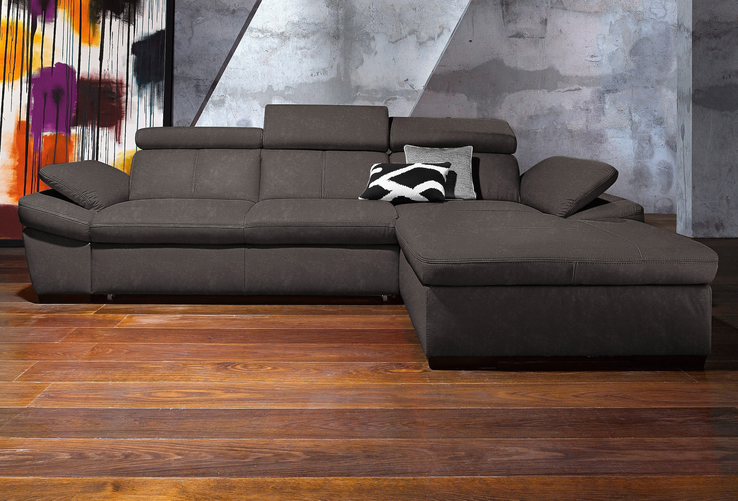 exxpo - sofa fashion Ecksofa und kaufen inklusive Kopfteil- Bettfunktion mit wahlweise Armteilverstellung, »Salerno«, auf Rechnung
