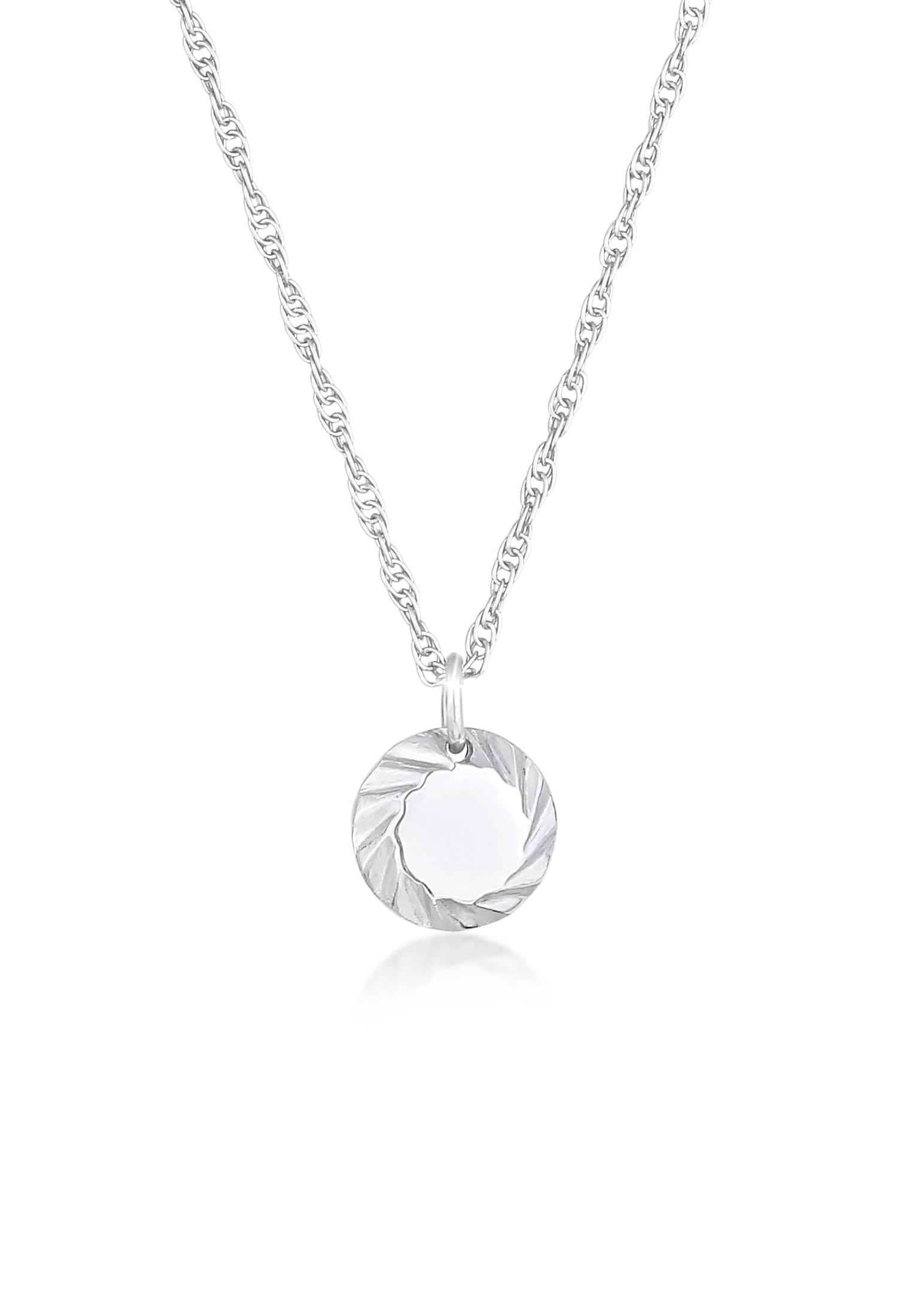 Elli Kette mit Anhänger »Disc Rund Vintage Look Gedreht 925 Silber«