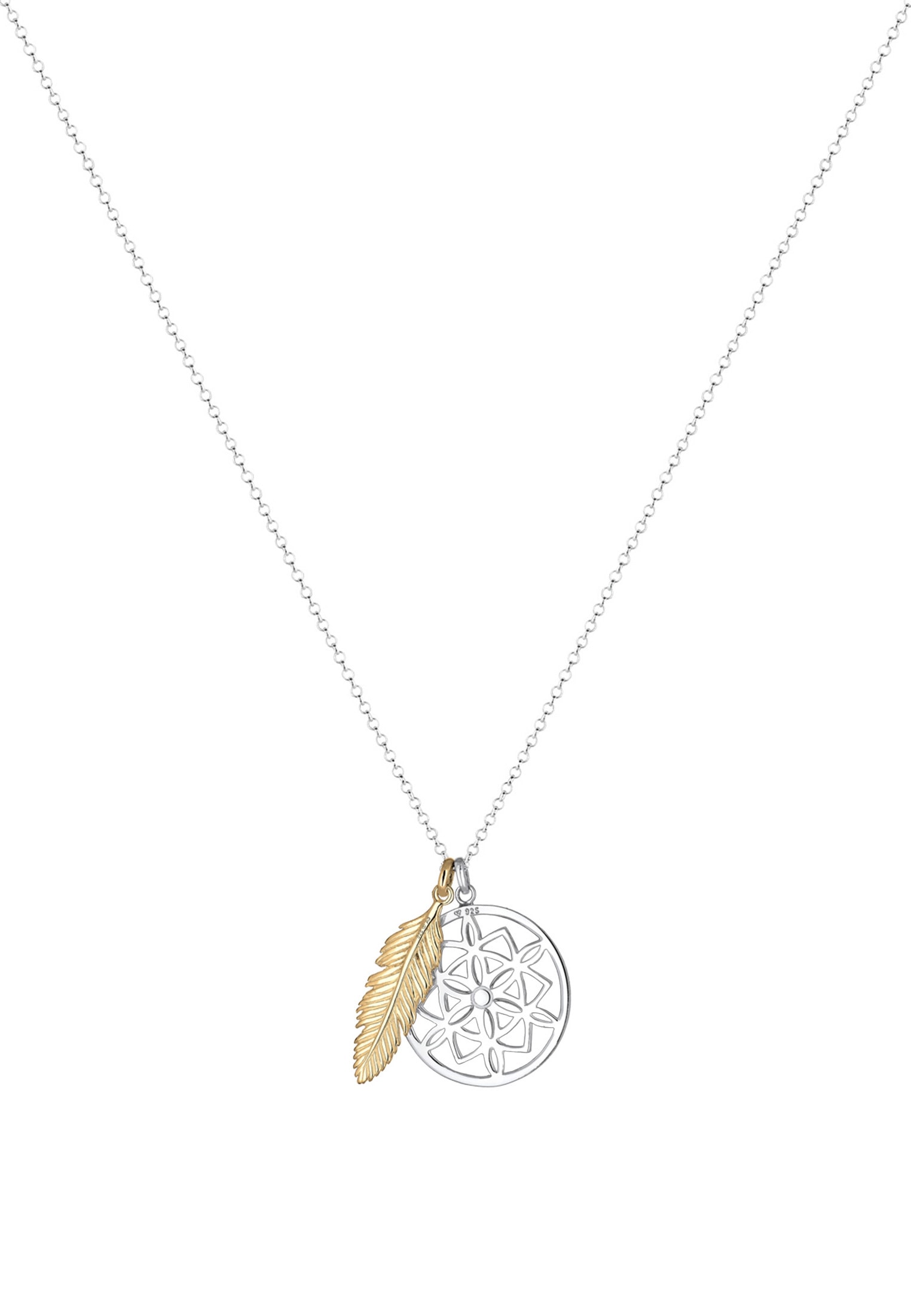 Elli Kette mit Anhänger »Traumfänger Feder 925 Sterling Silber«