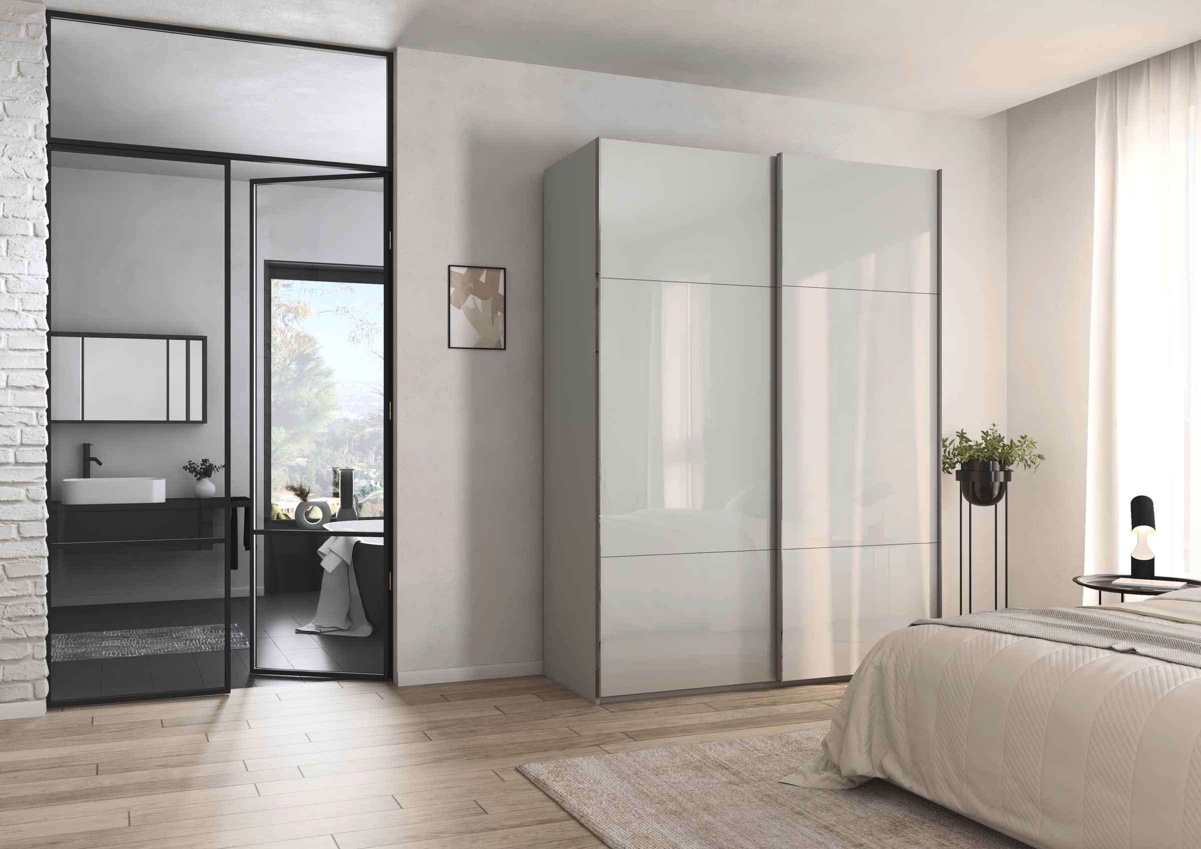 rauch Schwebetürenschrank »Kleiderschrank Schrank Garderobe Schlafzimmerschrank CONTIDO«, (in 3 verschiedenen Ausstattungen BASIC/CLASSIC/PREMIUM), aus hochwertigem Material in 6 Breiten 2 Griff-Farben MADE IN GERMANY