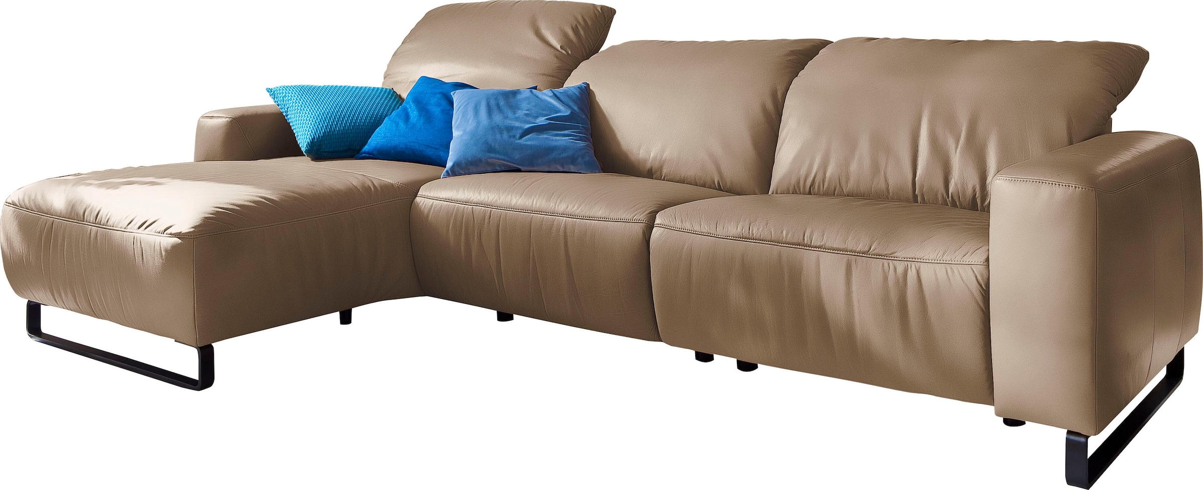 Home affaire Ecksofa »Juist L-Form«, mit Kopfteilverstellung und schwarzen günstig online kaufen