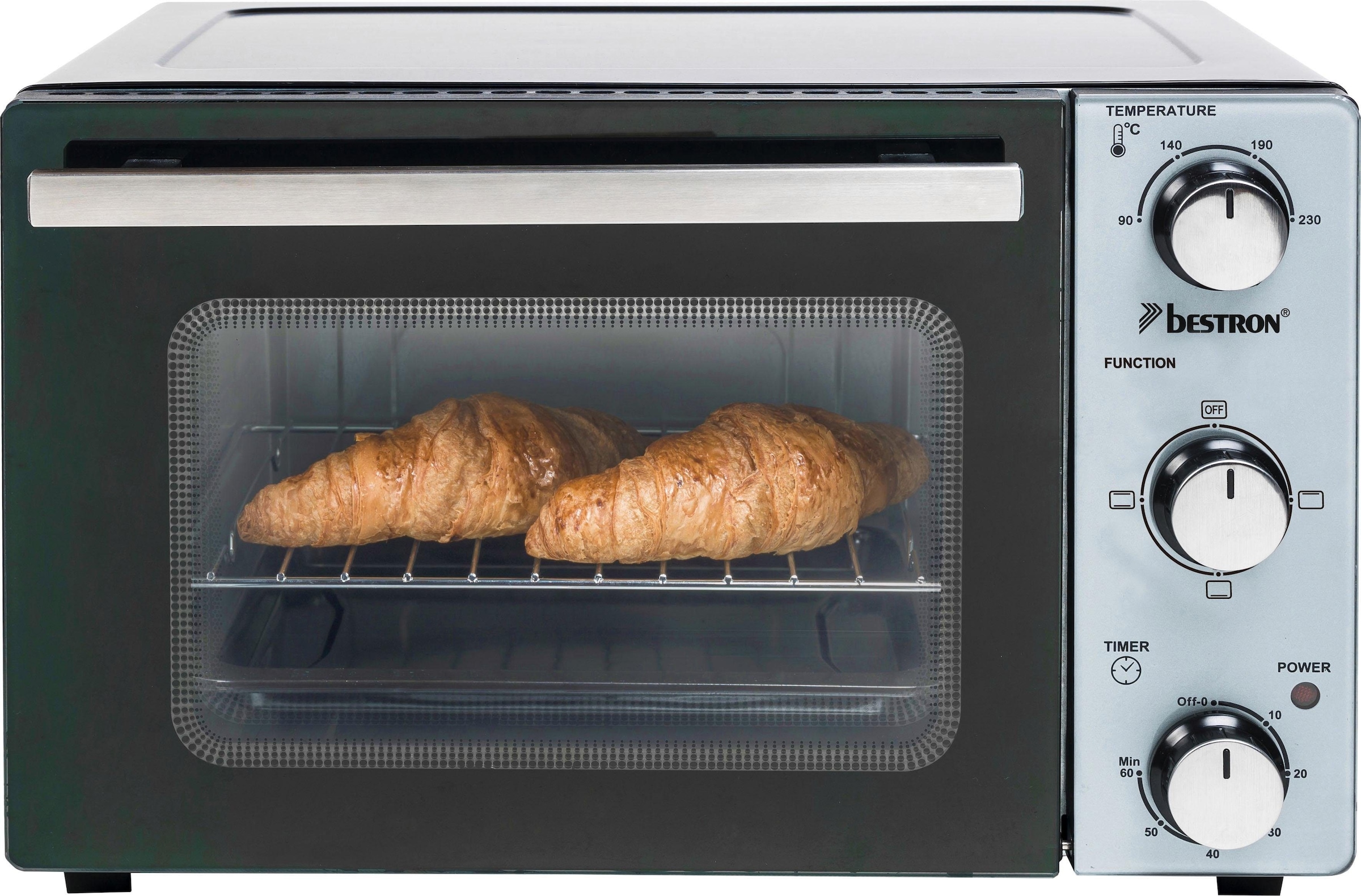 3. Bild von bestron Minibackofen »AOV20 kompaktes Gerät«, 1300 W, Edelstahl, Schwarz