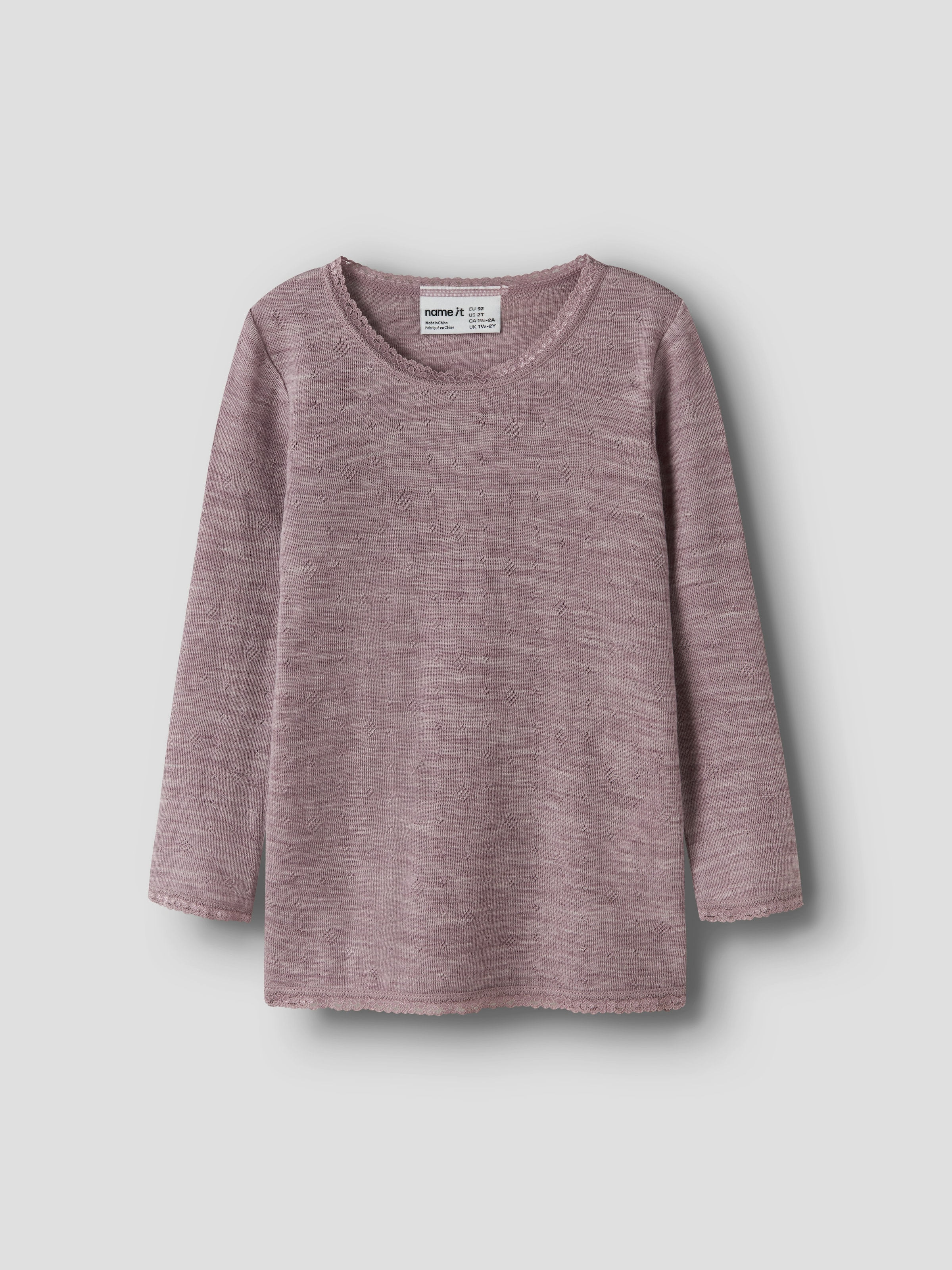 Name It Langarmshirt »NMFWANG WOOL NEEDLE LS TOP SOLID NOOS« aus reiner Merinowolle