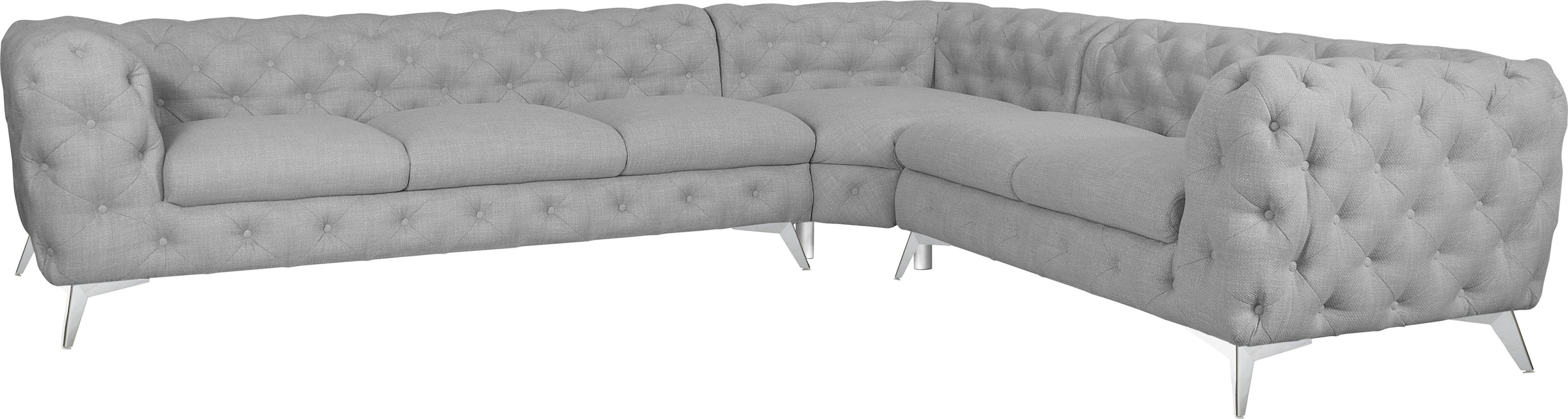 Home affaire Chesterfield-Sofa »Ecksofa GLYNIS L-Form mit Wellenunterfederung, Maße B/T/H 323/264/75cm« aufwändige Knopfheftung, moderne Chesterfield Optik, Fußfarbe wählbar