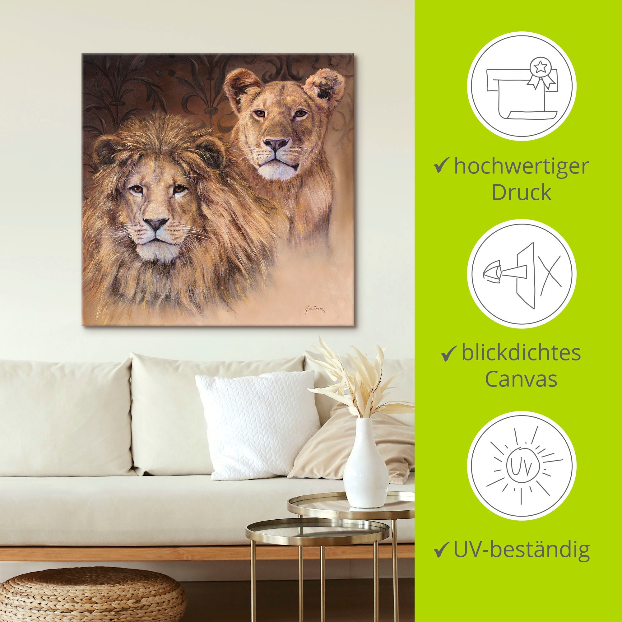 Artland Wandbild »Löwen«, Wildtiere, (1 St.), als Alubild, Outdoorbild, Leinwandbild, Poster, Wandaufkleber