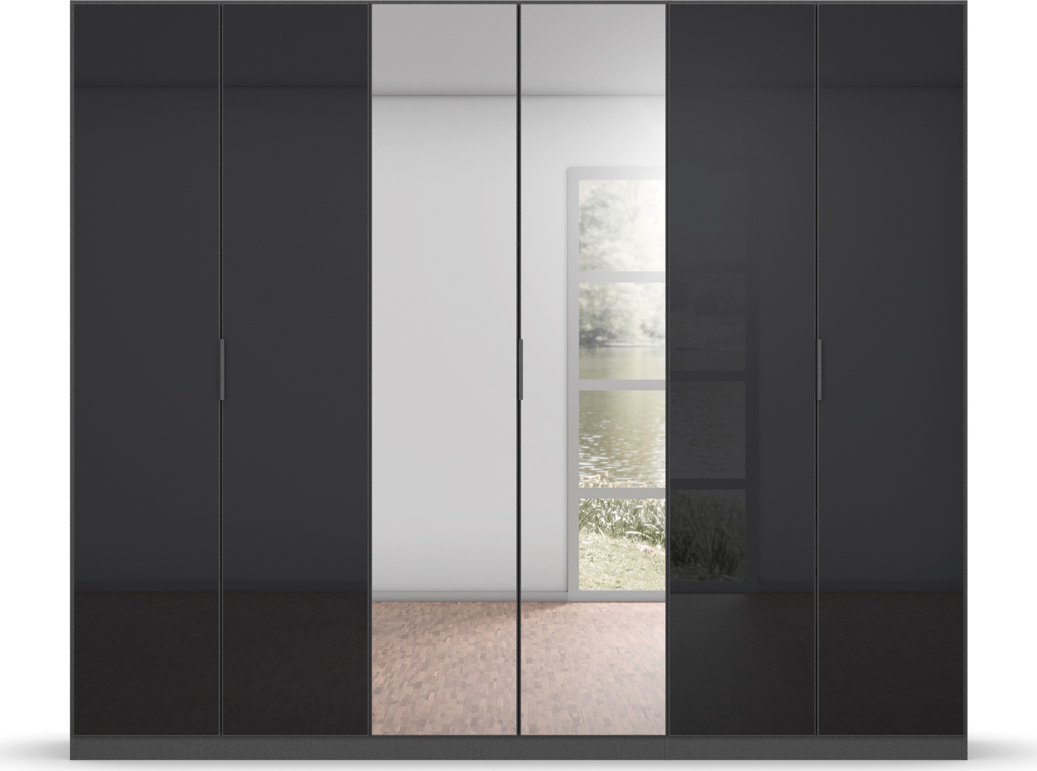 rauch Drehtürenschrank »Kleiderschrank Schrank Garderobe KOLUNA mit Glastüren und Spiegel«, inkl. 2 Innenschubladen sowie extra Einlegeböden MADE IN GERMANY
