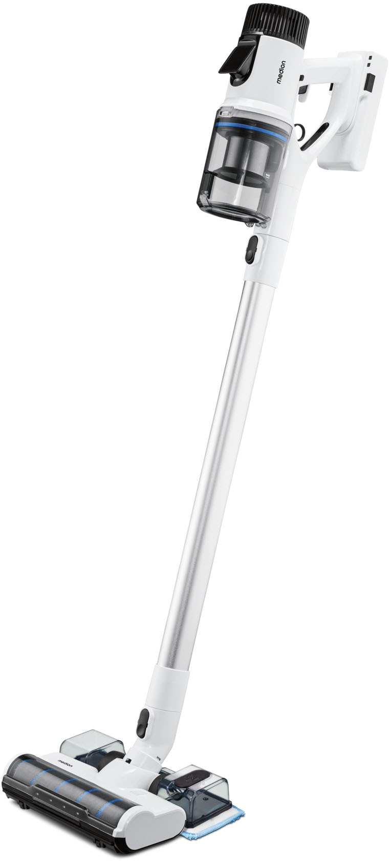 Medion® Akku-Stielstaubsauger »P350 W (MD 12049), beutellose Zyklon-Technologie, 24 kPa Saugleistung«, HEPA 13 Filter, LED-Touch-Display, Staubsensor, integriertes Zubehör