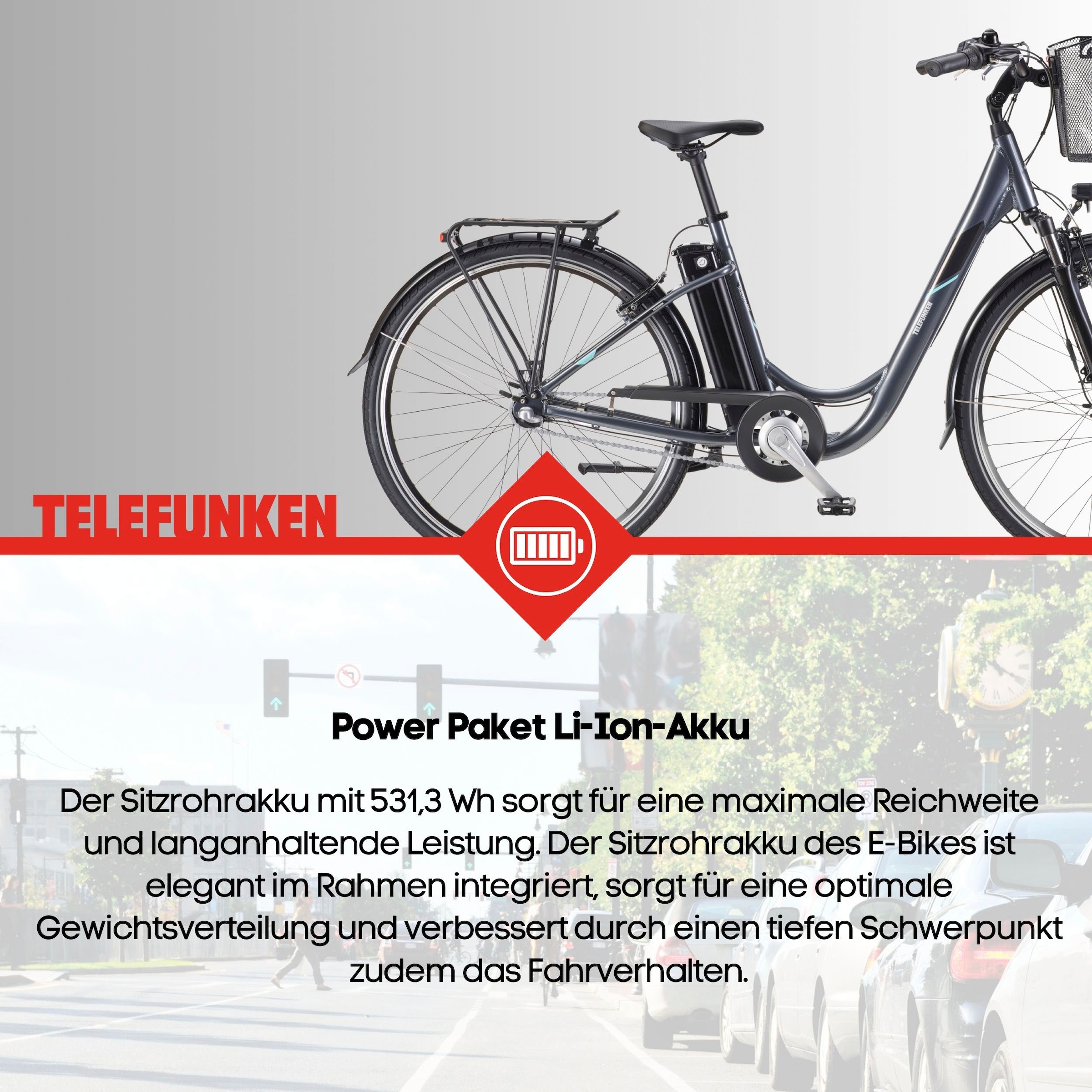Telefunken E-Bike »Multitalent RC830«, 3 Gang, Shimano, Nexus, Frontmotor 250 W, Pedelec, Elektrofahrrad für Damen u. Herren