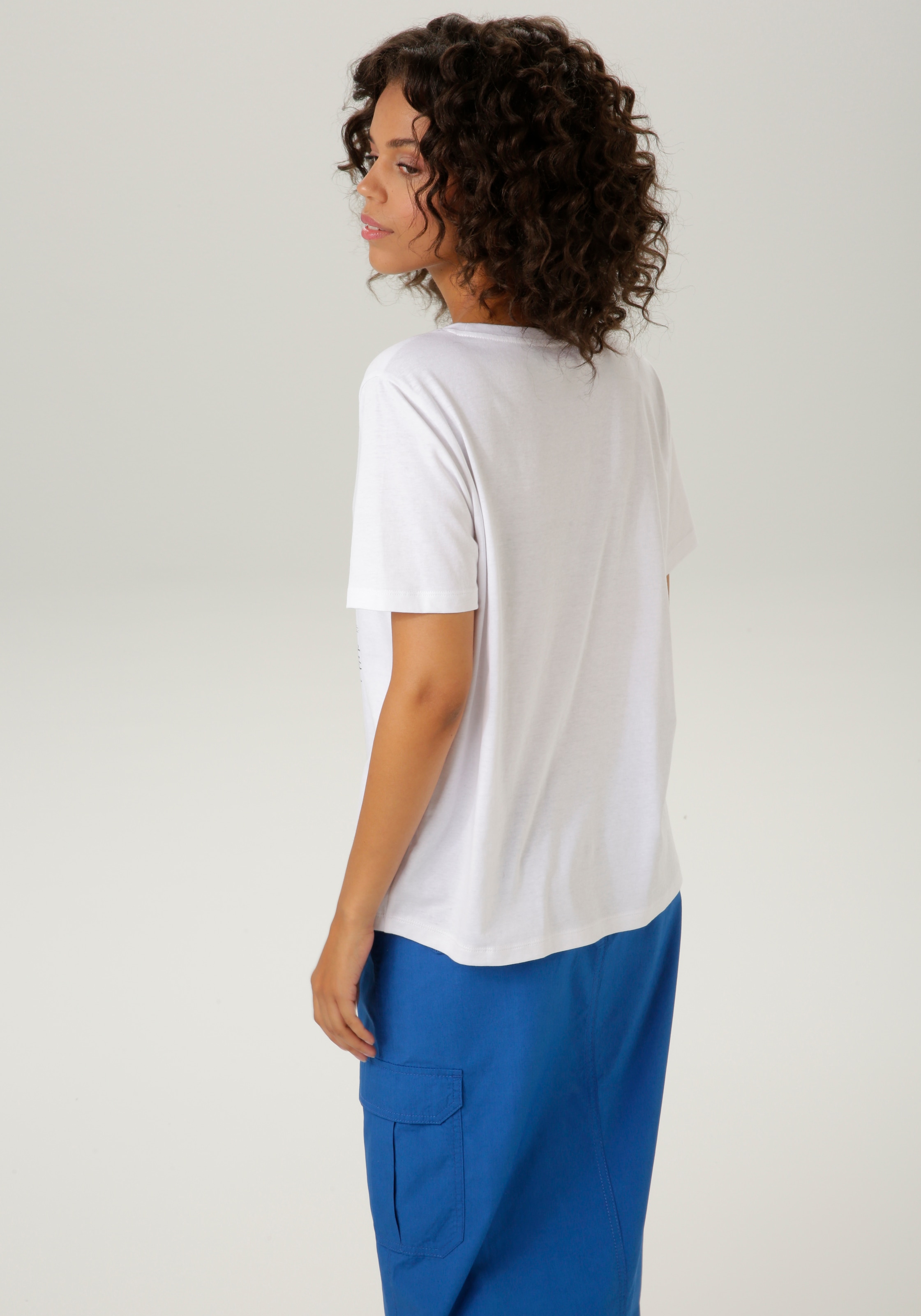 Aniston CASUAL T-Shirt mit silberfarbenem Folienprint verzierter Frontdruck