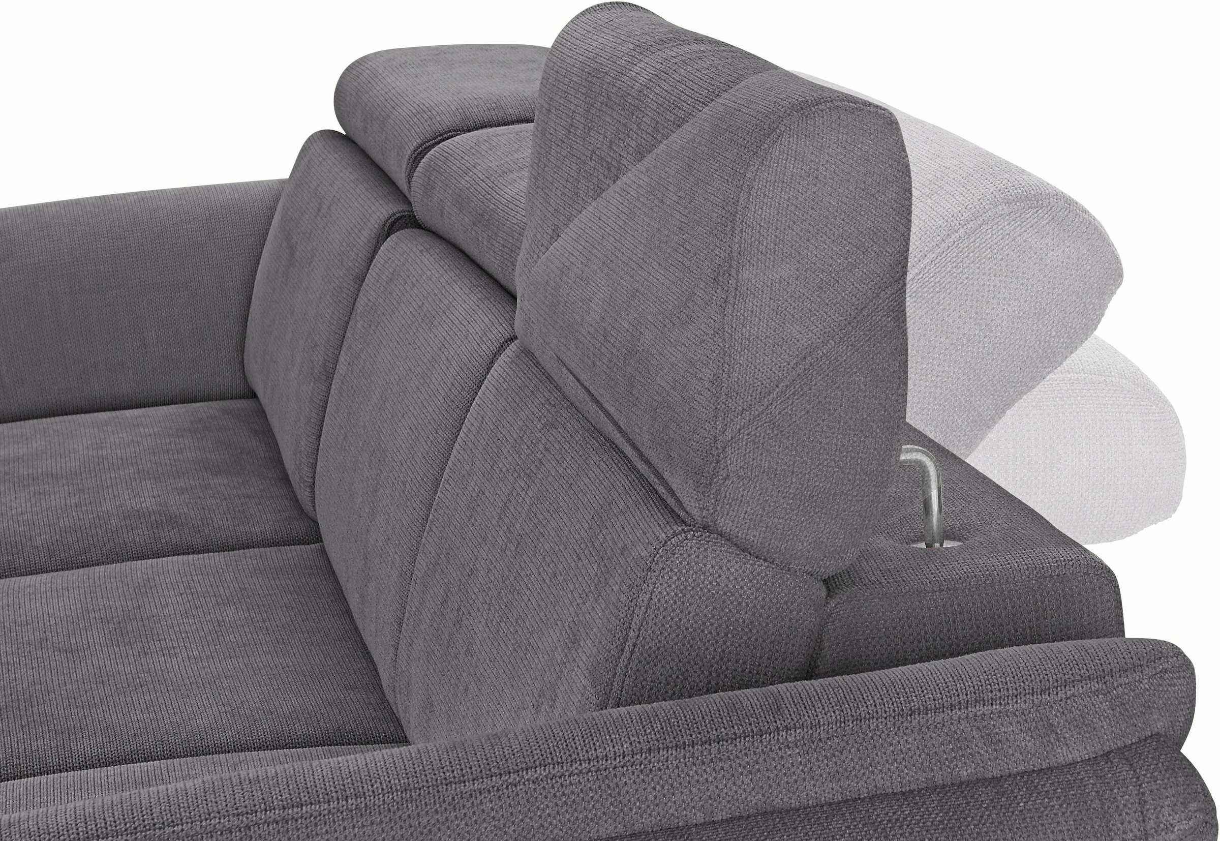 sit&more Ecksofa »Avignon L-Form«, Kopfteilverstellung, wahlweise mit Bettfunktion und Bettkasten