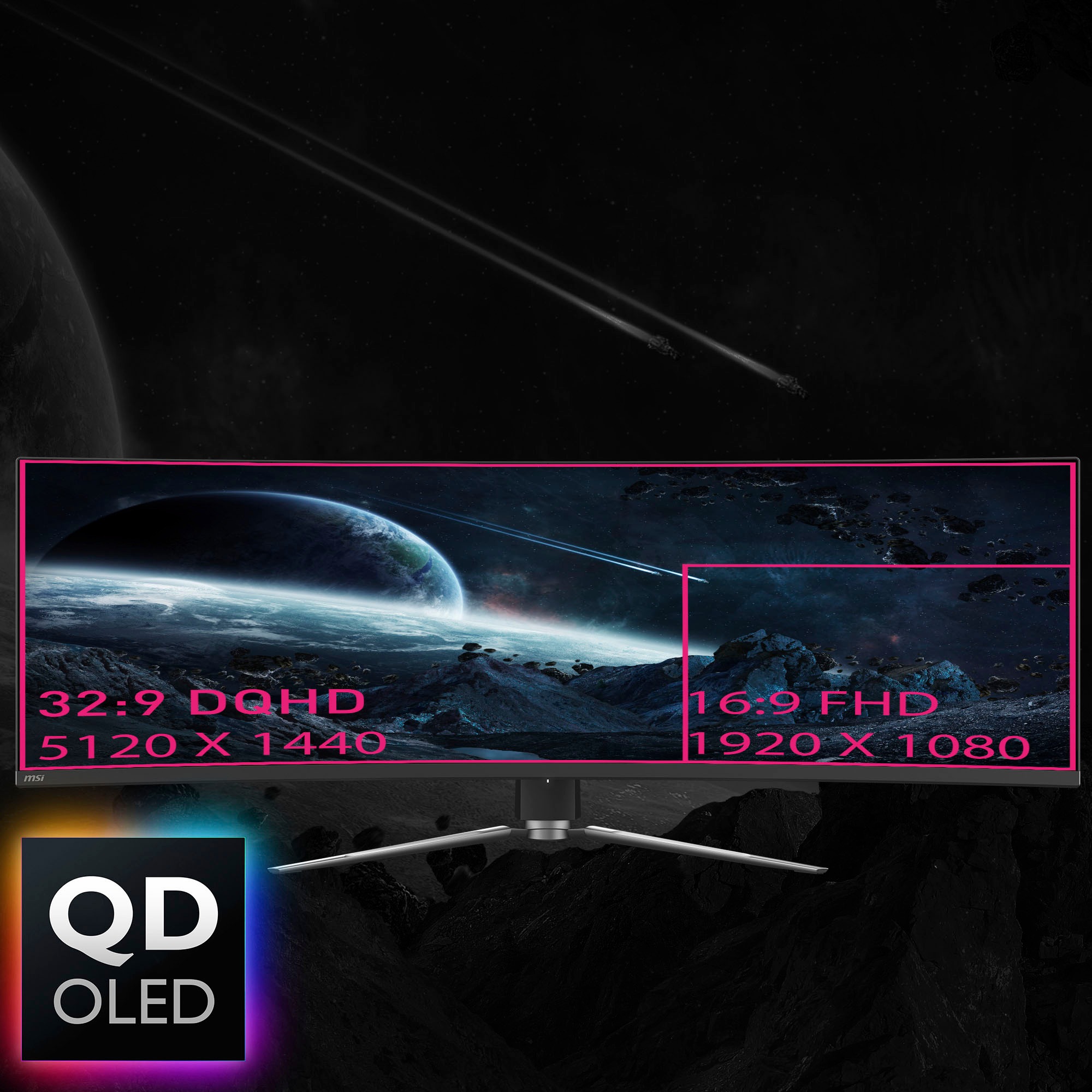 MSI Curved-Gaming-Monitor »MPG 491CQP QD-OLED«, 125 cm/49 Zoll, 5120 x 1440 px, DQHD, 0,03 ms Reaktionszeit, 144 Hz