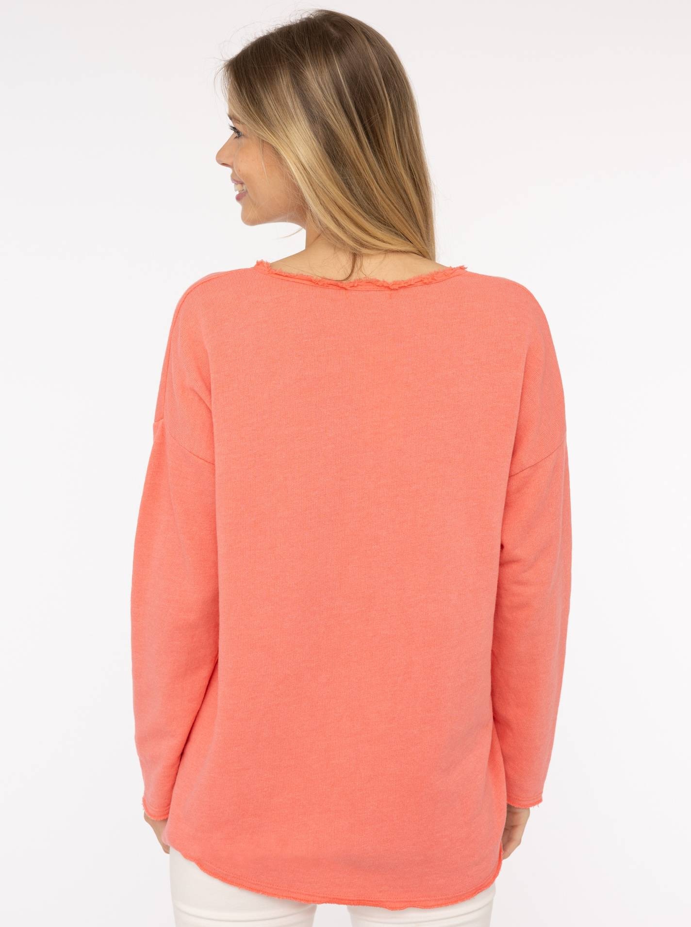Zwillingsherz Sweatshirt »"Positive Mind"«, Mit V-Ausschnitt im Used Look und Stempeldruck