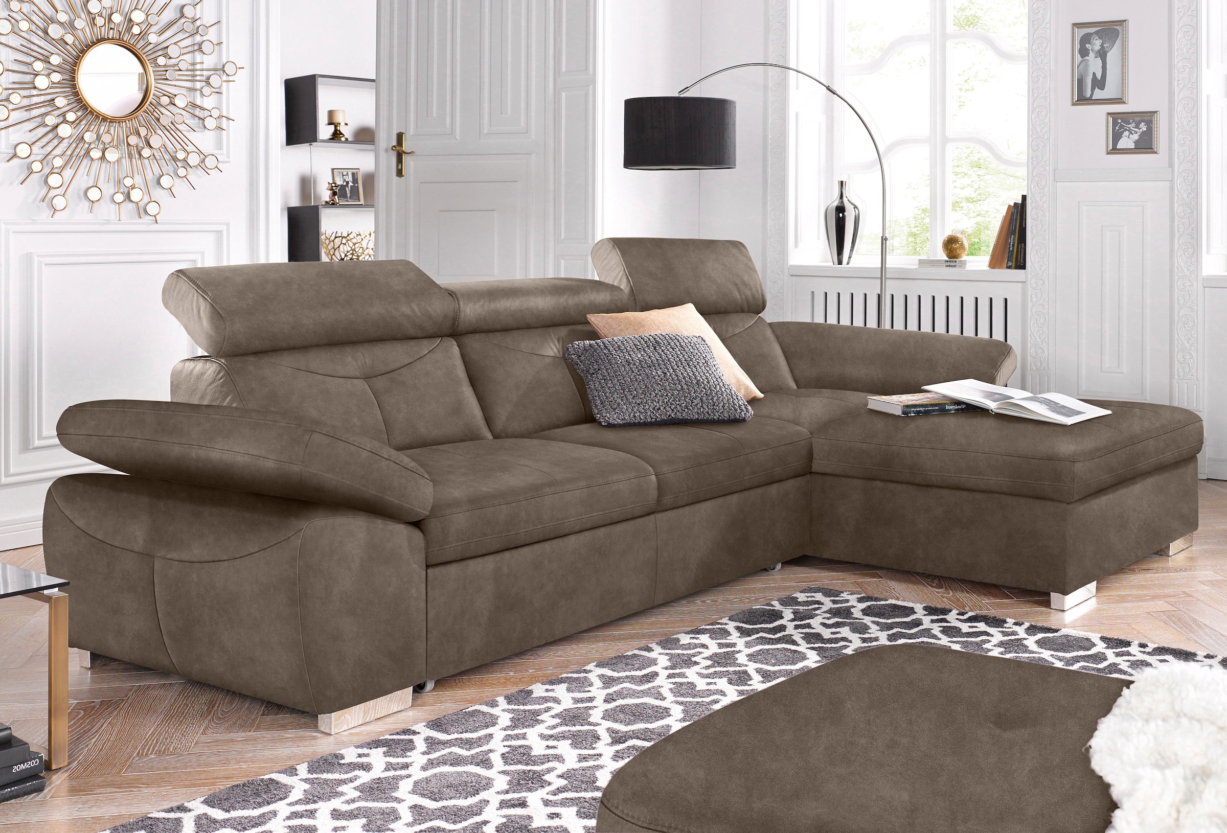 exxpo - sofa fashion Ecksofa »Spring, super bequem, mit Armteil- und Kopfteilfunktion, OTTOs Choice«, L-Form, wahlweise mit Bettfunktion und Bettkasten