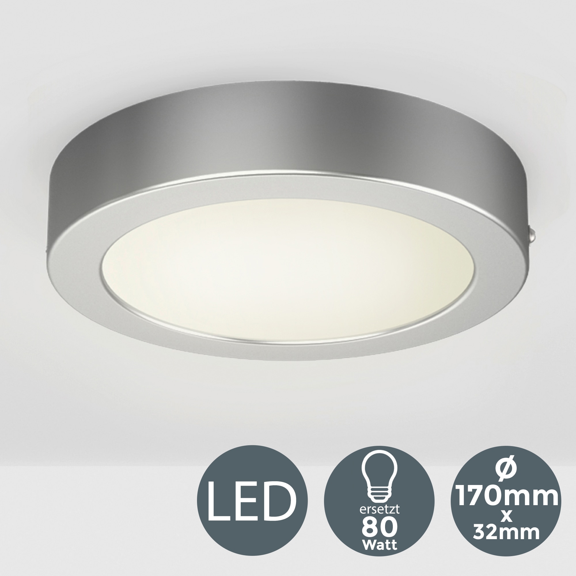 B.K.Licht LED Aufbaustrahler bestellen online 230V, flammig-flammig, Panel, Wand-Leuchte, »Garnet«, silber 1 Aufputz-Deckenlampe, Deckenleuchte