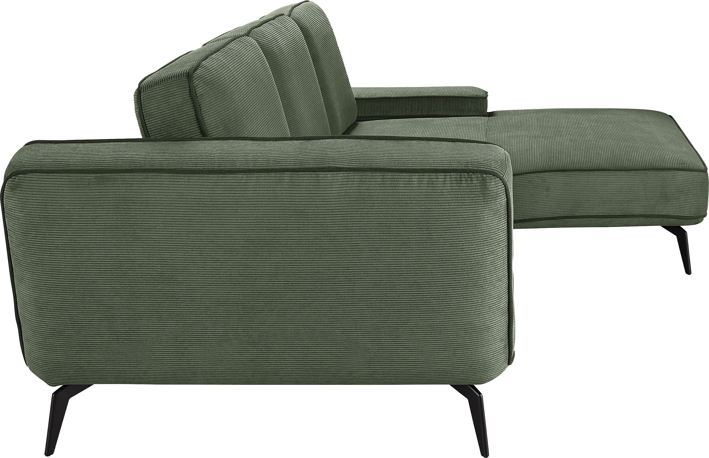 set one by Musterring Ecksofa »SO 4500, Füße schwarz matt, inkl Schwenkrückenfunktion, Cord, L-Form«, wahlweise mit Kopfstütze/Armteilverstellung/Rückenneigung