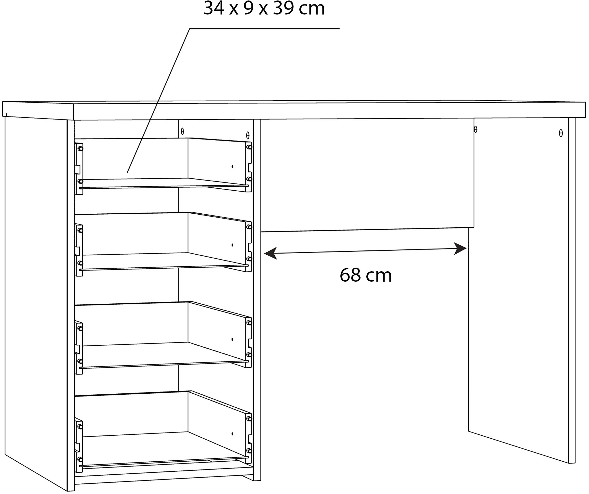 FORTE Schreibtisch »NET«, mit 4 Schubladen, Breite 110 cm
