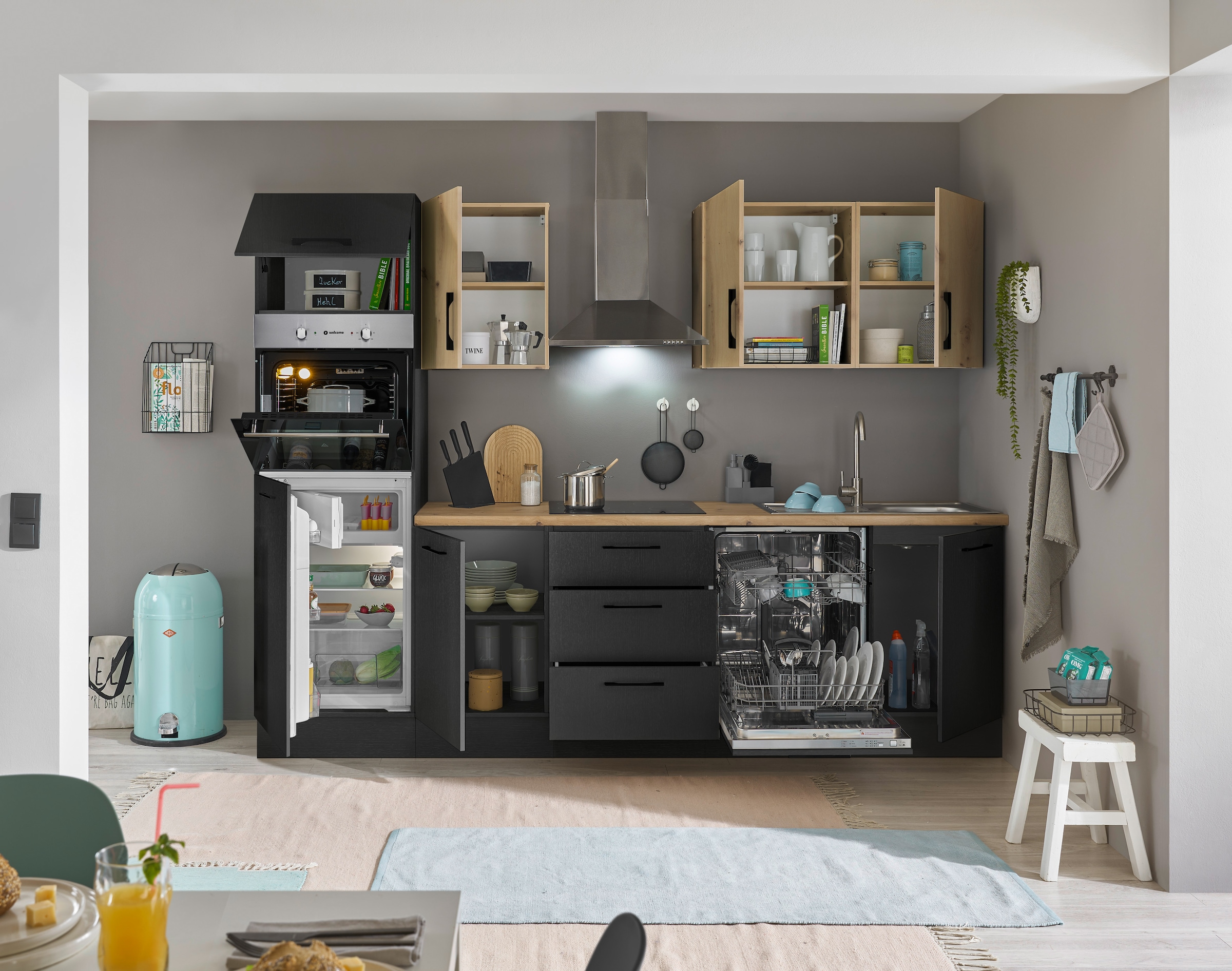BASIC by Balculina Küchenzeile »Turin«, Breite 280 cm, wahlweise mit E-Geräten
