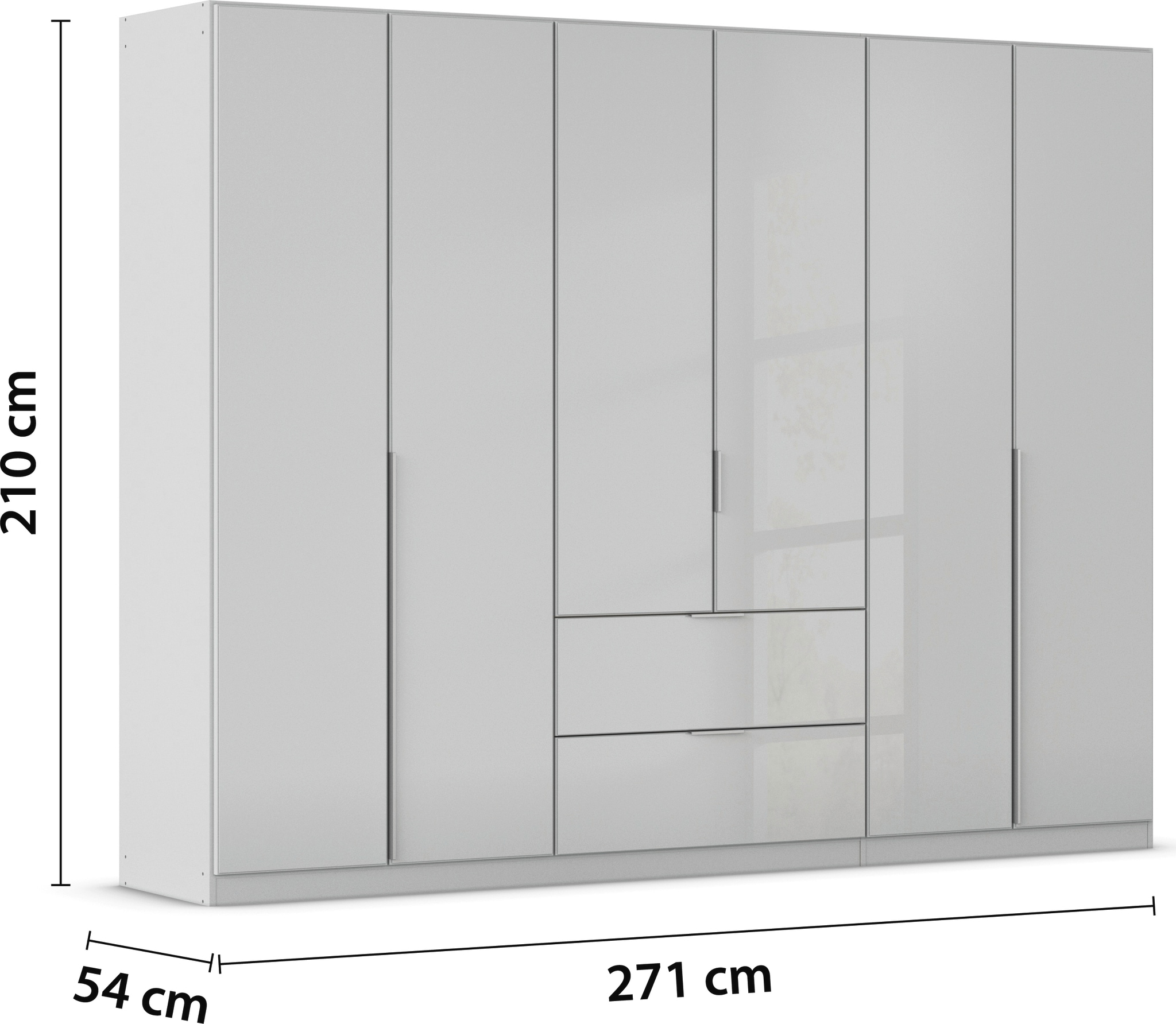 rauch Drehtürenschrank »Kleiderschrank Kleiderschränke Schrank Garderobe AGORDO mit Glasfront«, (in zwei Griff-Farben mit Glasfront), mit Außenschubkästen, in 6 Breiten und 2 Höhen MADE IN GERMANY