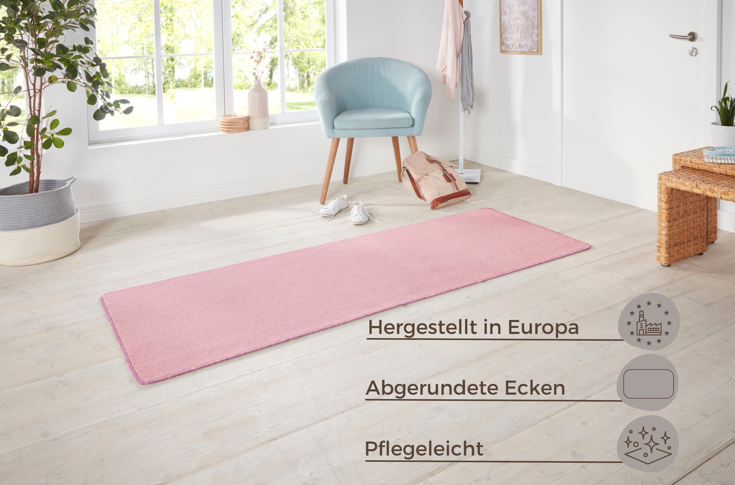 HANSE Home Teppich »Shashi«, rechteckig, 8,5 mm Höhe, Kurzflor, Unifarben, Läufer, weich, Esszimmer, Kinderzimmer, Flur