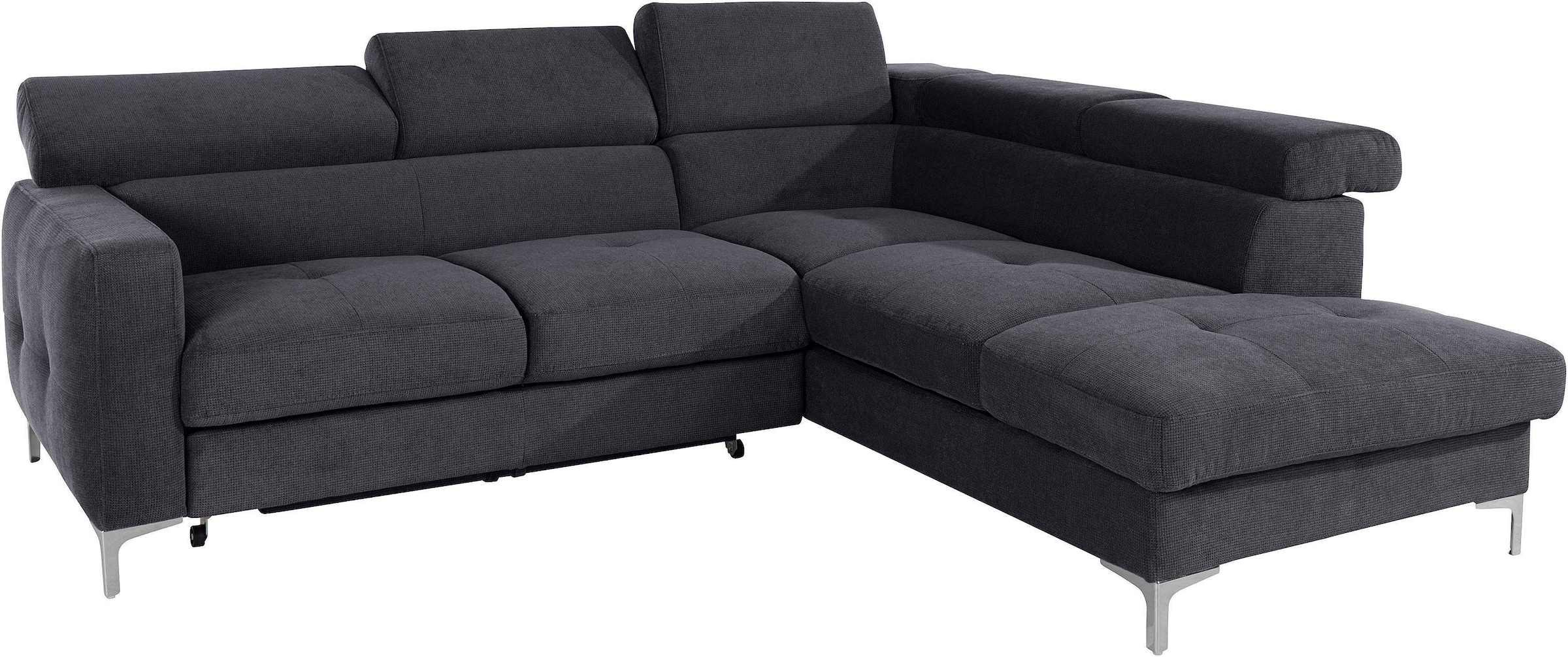 COTTA Polstergarnitur »Sammy L-Form«, (Set), Set bestehend aus: Ecksofa mit Kopfteilverstellung & Hocker