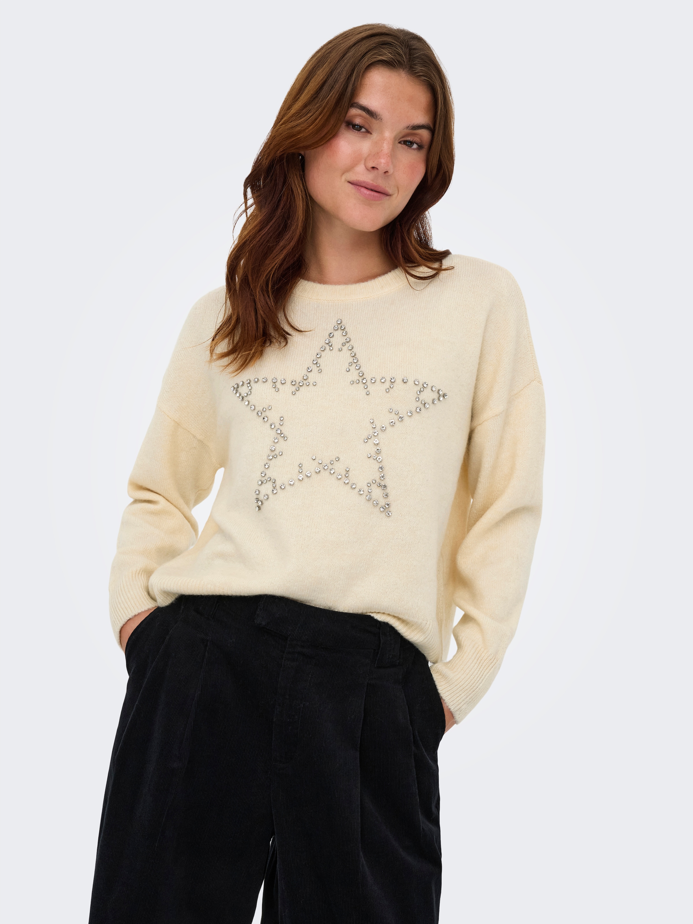 ONLY Strickpullover »ONLRENATA LS O-NECK BLING KNT«