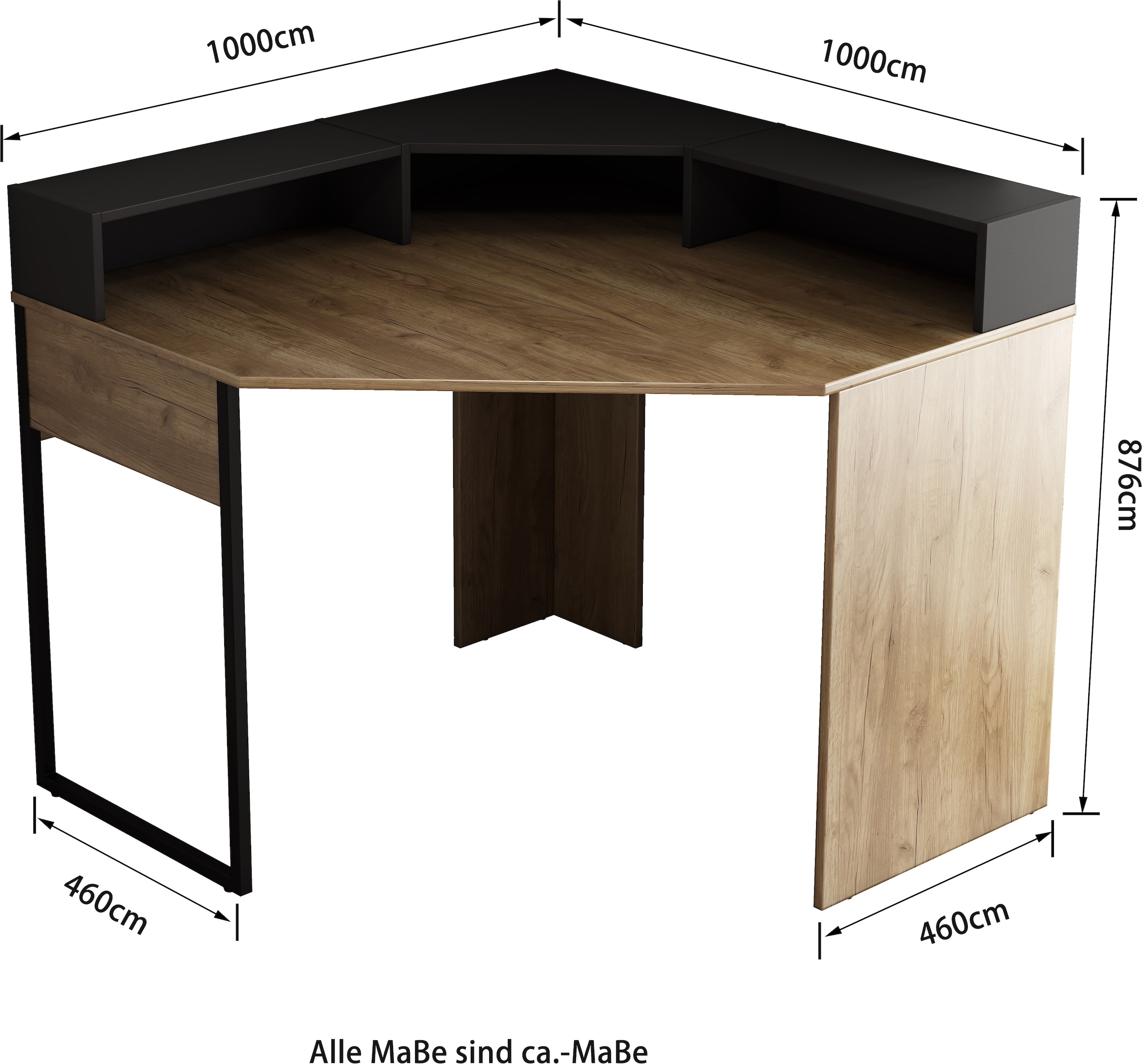 OTTO home Eckschreibtisch »Moid« mit Schreibtischaufsatz, modernes Design, B. 100 cm