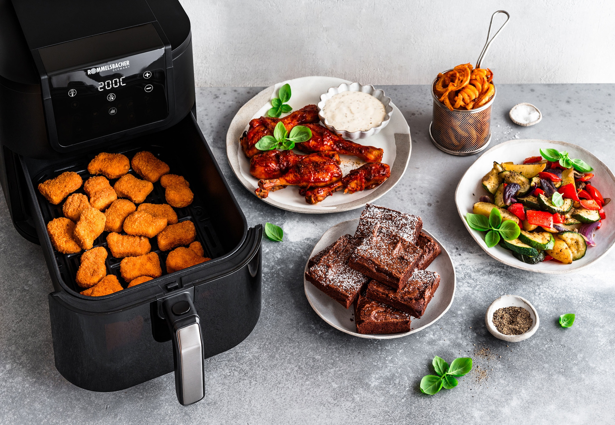 Rommelsbacher Heißluftfritteuse »FRH 1700« 1700 W XXL Frittier-/Backkorb mit 8 l Volumen, für bis zu 1000 g Pommes