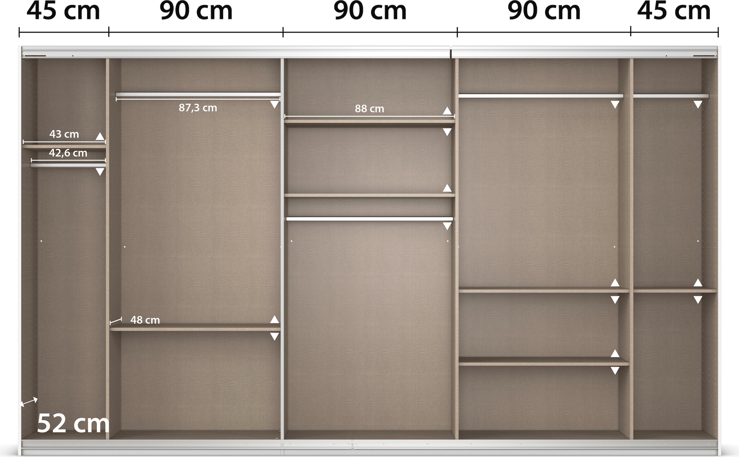 rauch Schwebetürenschrank »Kleiderschrank Schrank Garderobe AGORDO mit Dekor- oder Hochglanzfront«, durchdachte Innenausstattung, in 4 Breiten und 2 Höhen MADE IN GERMANY