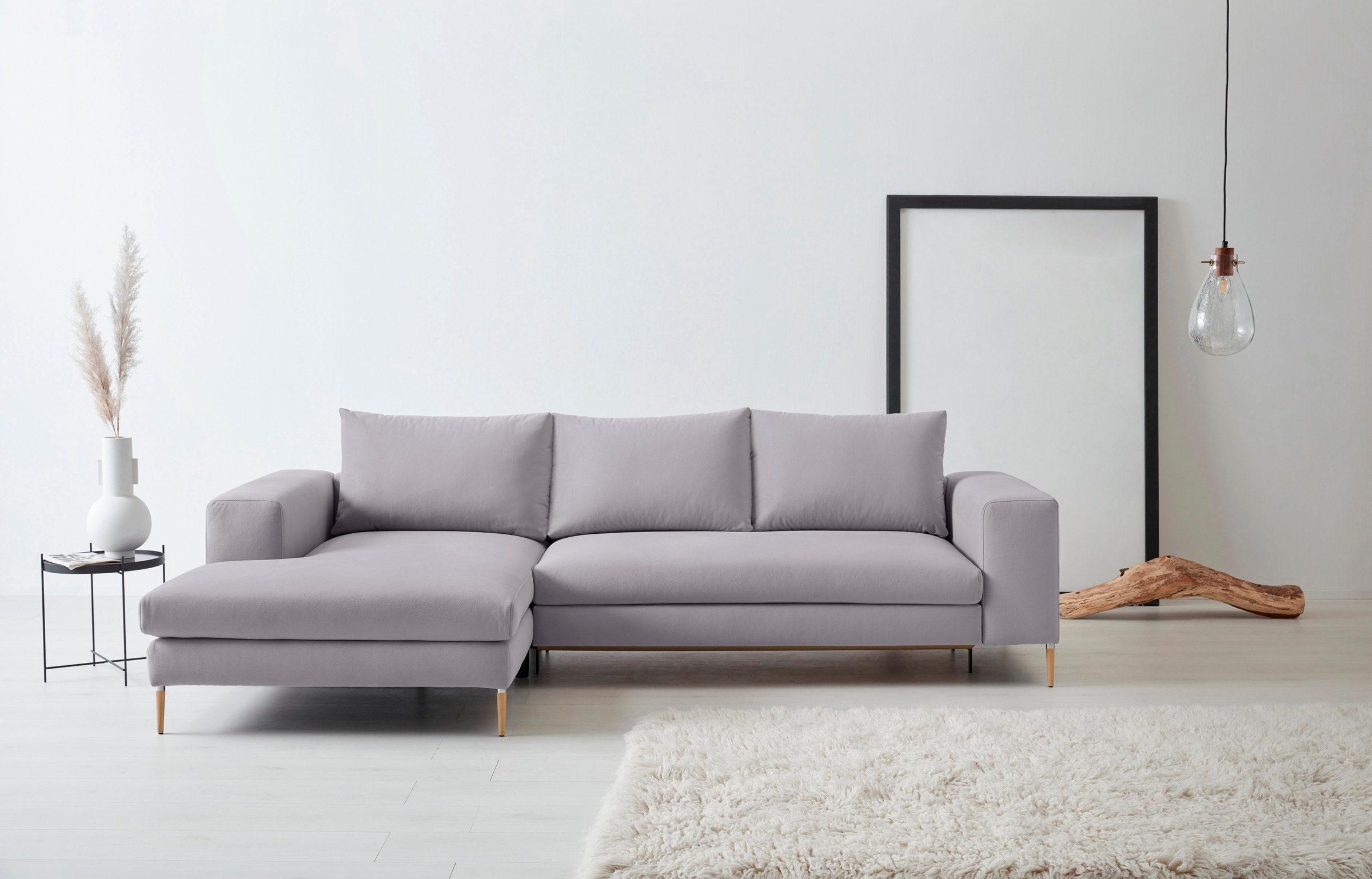 OTTO products Polsterecke »Finnja, softer, legerer Sitzkomfort, bequem, zeitloses Design, L-Form«, Mit Bettfunktion & Bettkasten
