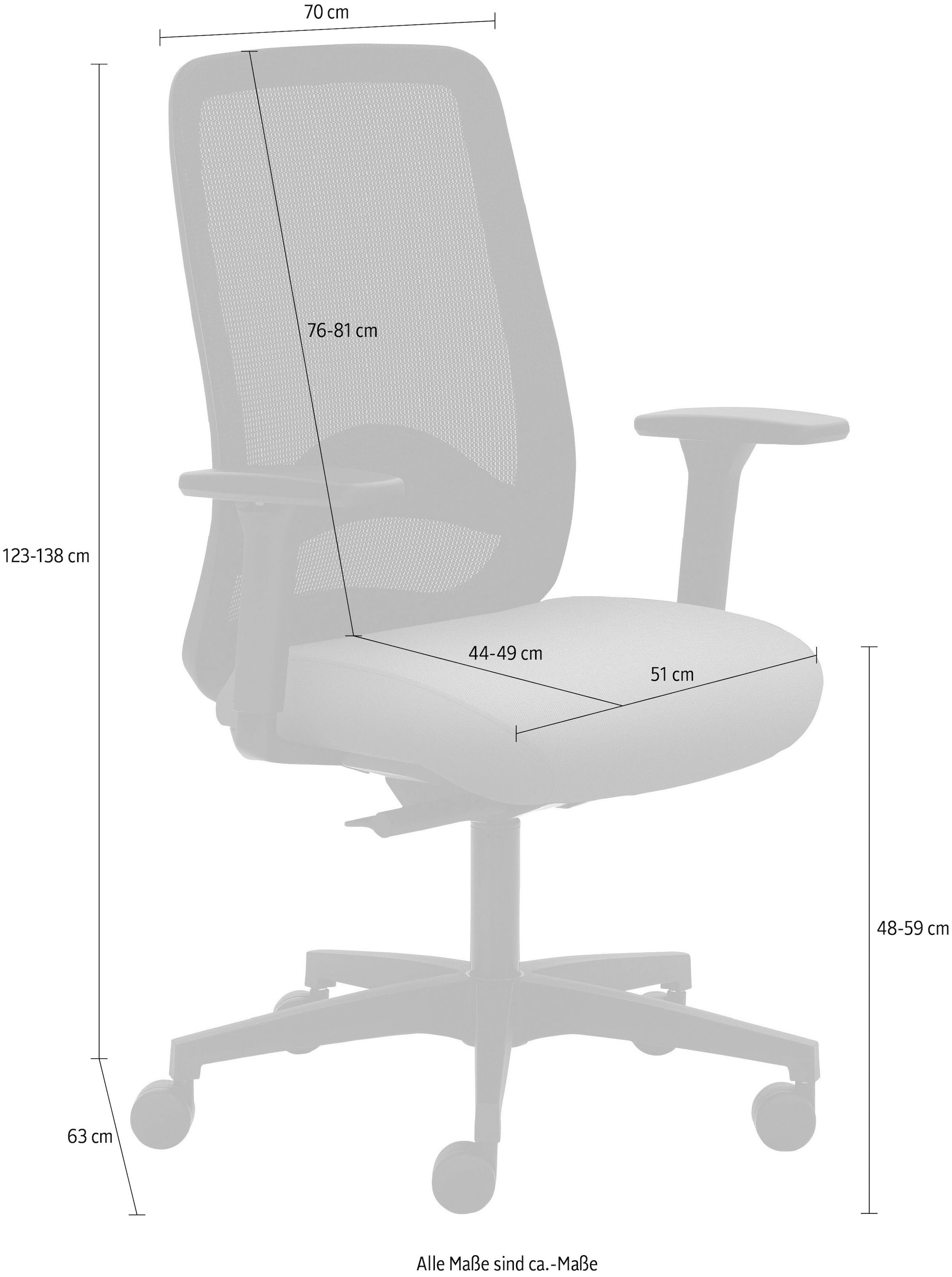 Mayer Sitzmöbel Drehstuhl »2228«, Struktur (recyceltes Polyester), 3D Armlehnen, Kopfstütze, Sitztiefenverstellung
