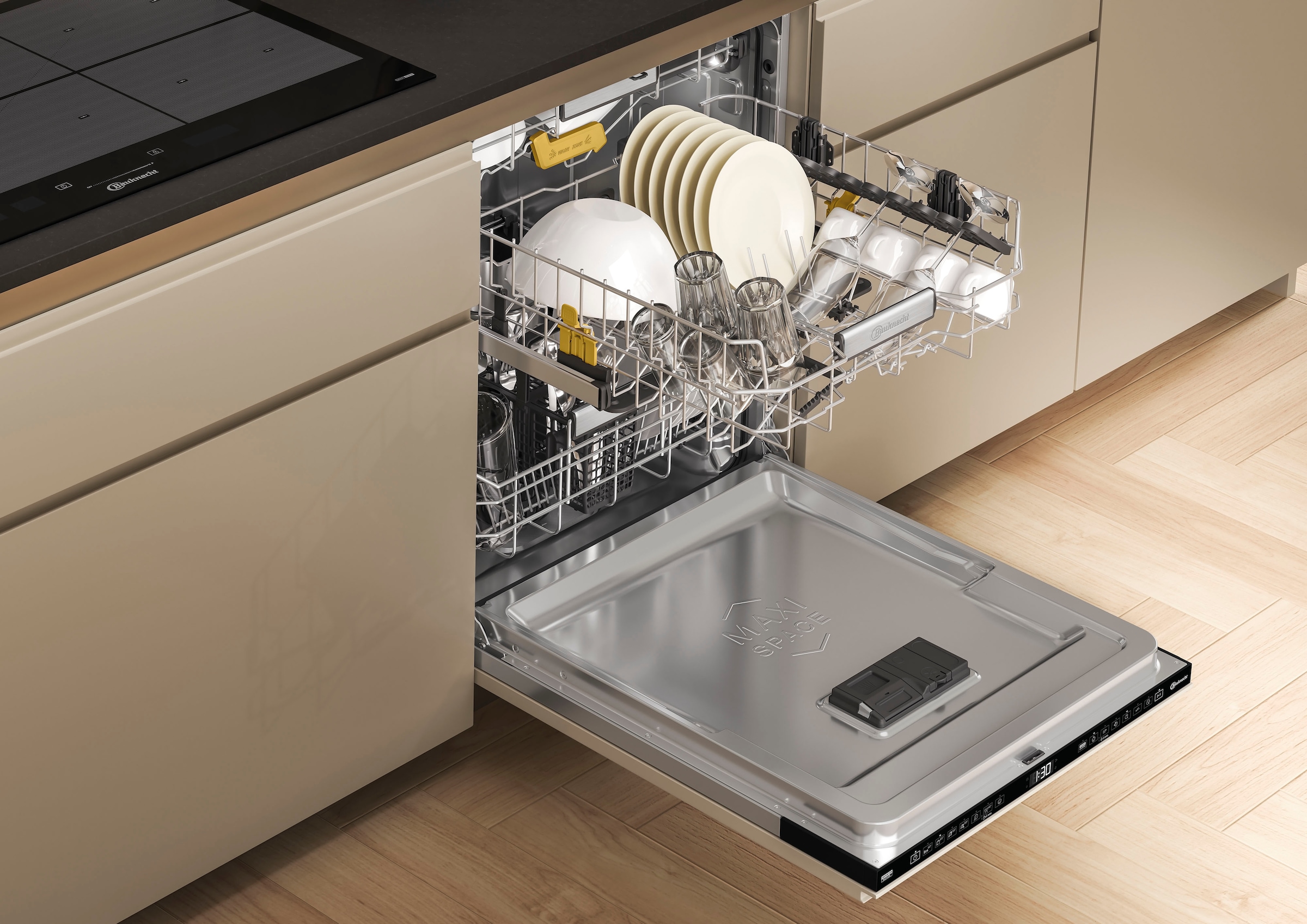 BAUKNECHT vollintegrierbarer Geschirrspüler »OBIC Ecospace 8650«, 14 Maßgedecke, SpaceClean – die 3. Schublade für hohe Gläser und Müslischalen