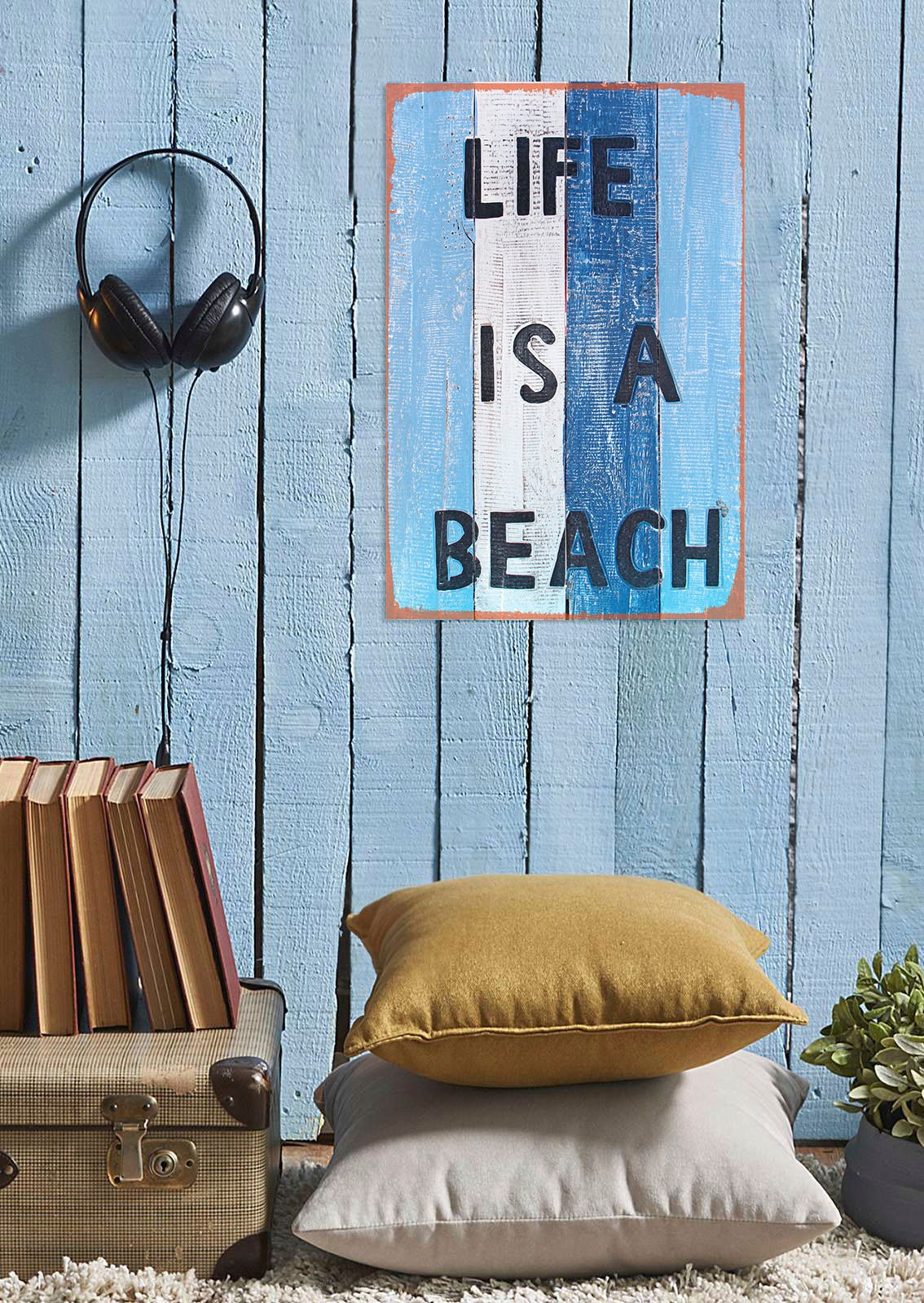 queence Metallbild »Life is a beach« Schriftzug   Strand 1 Stk. tlg. Stahls günstig online kaufen