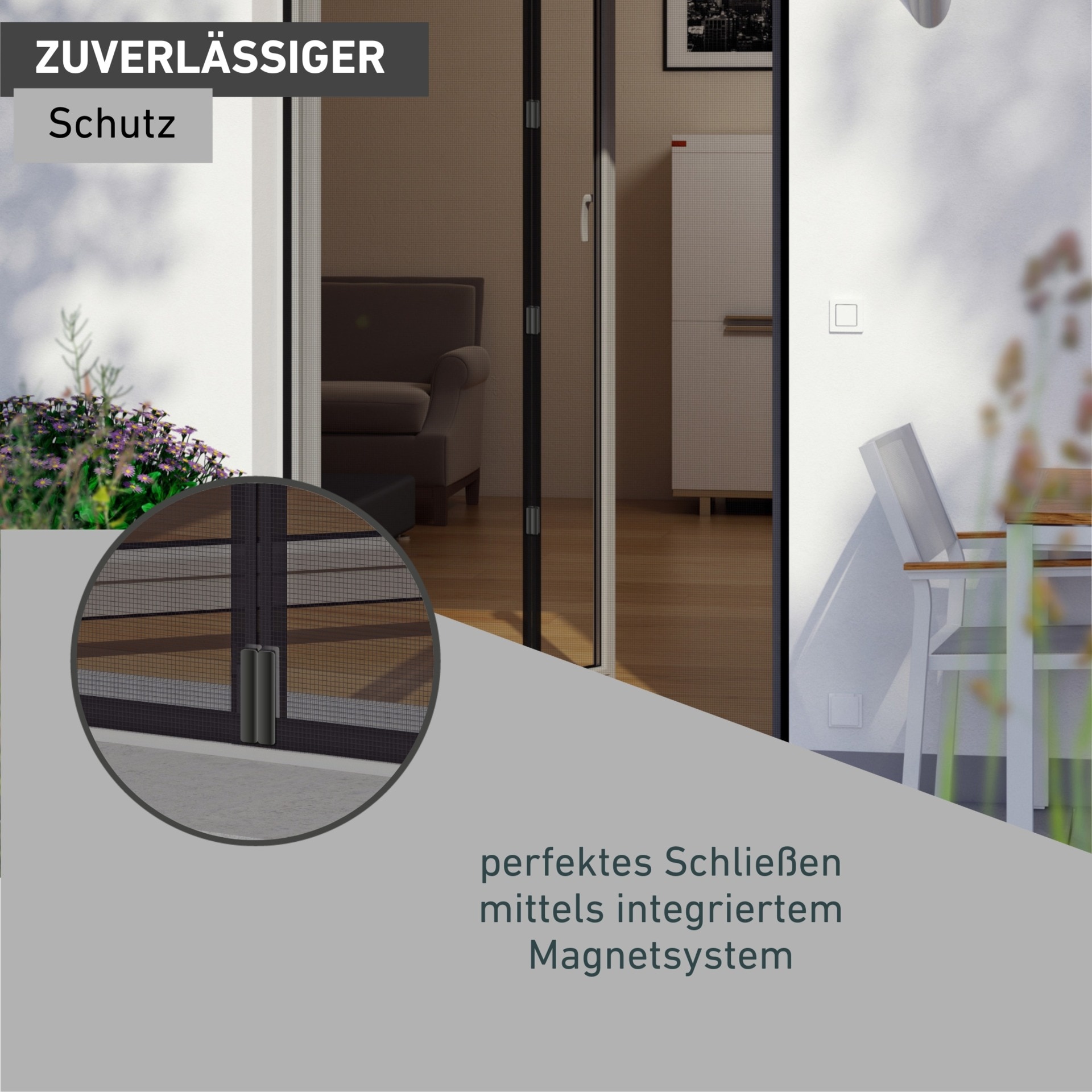Windhager Insektenschutz-Vorhang »RHINO IS, Türvorhang mit Magnetverschluss für Balkon- und Terrassetür« Fliegengitter-Vorhang Magnet, Gewebe 95 x 215 cm, anthrazit