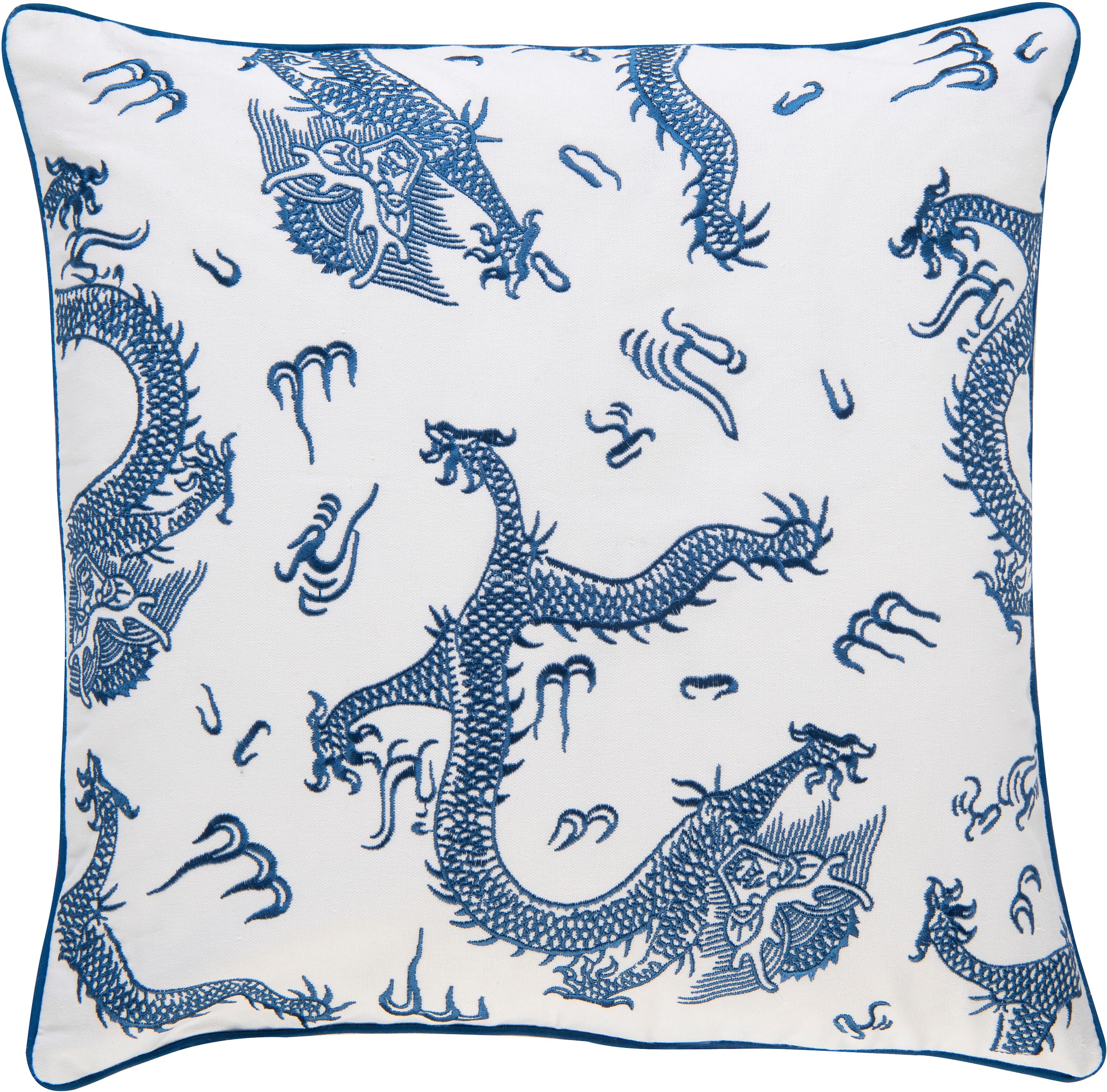 BARBARA Home Collection Dekokissen »Dragon 01 blau-weiß«, Kissenhülle ohne  Füllung aus besticktem Leinwandgewebe, 50x50 cm bequem und schnell  bestellen